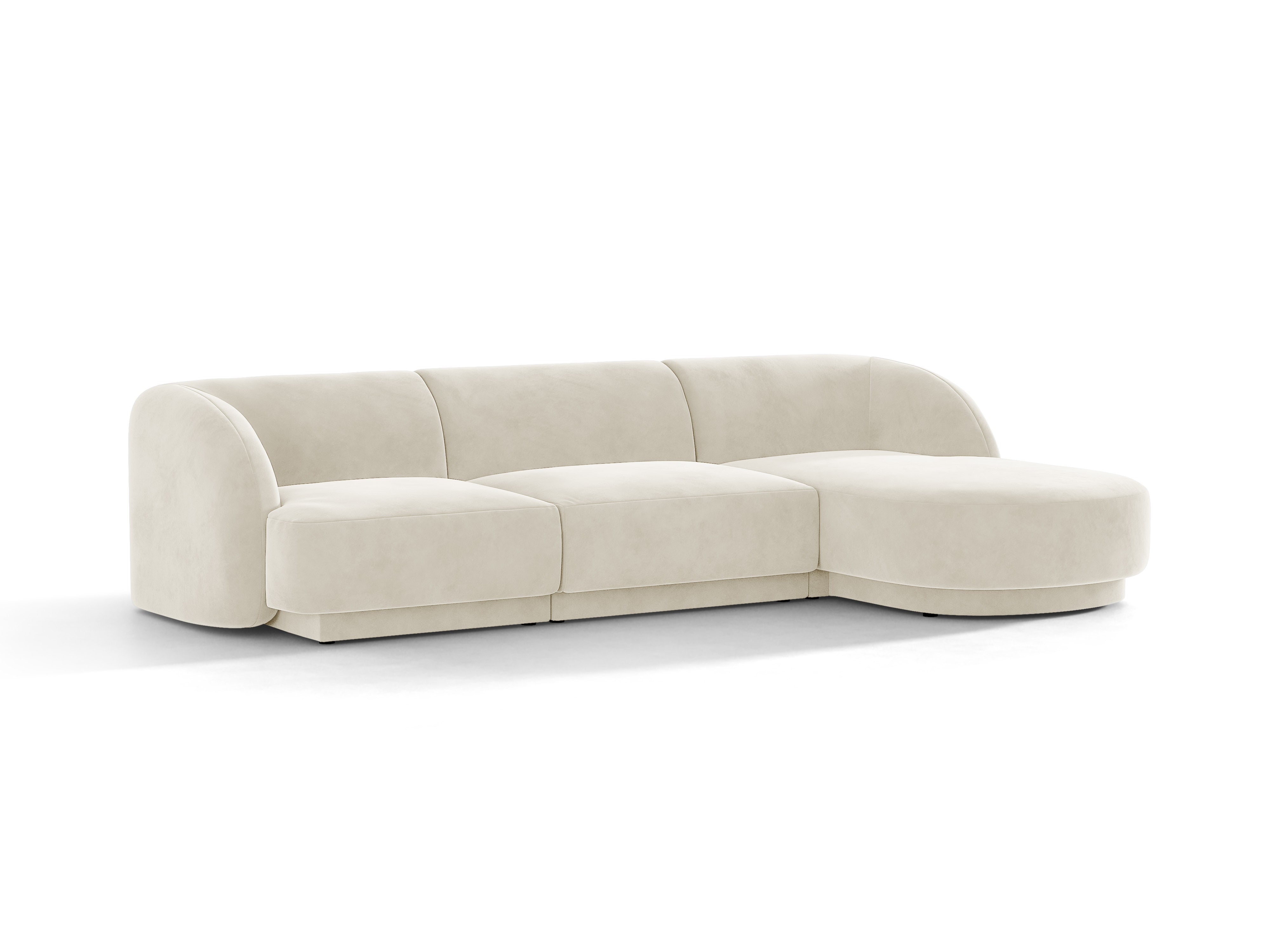 Velvet corner sofa for 4 people right-sided MILEY beige