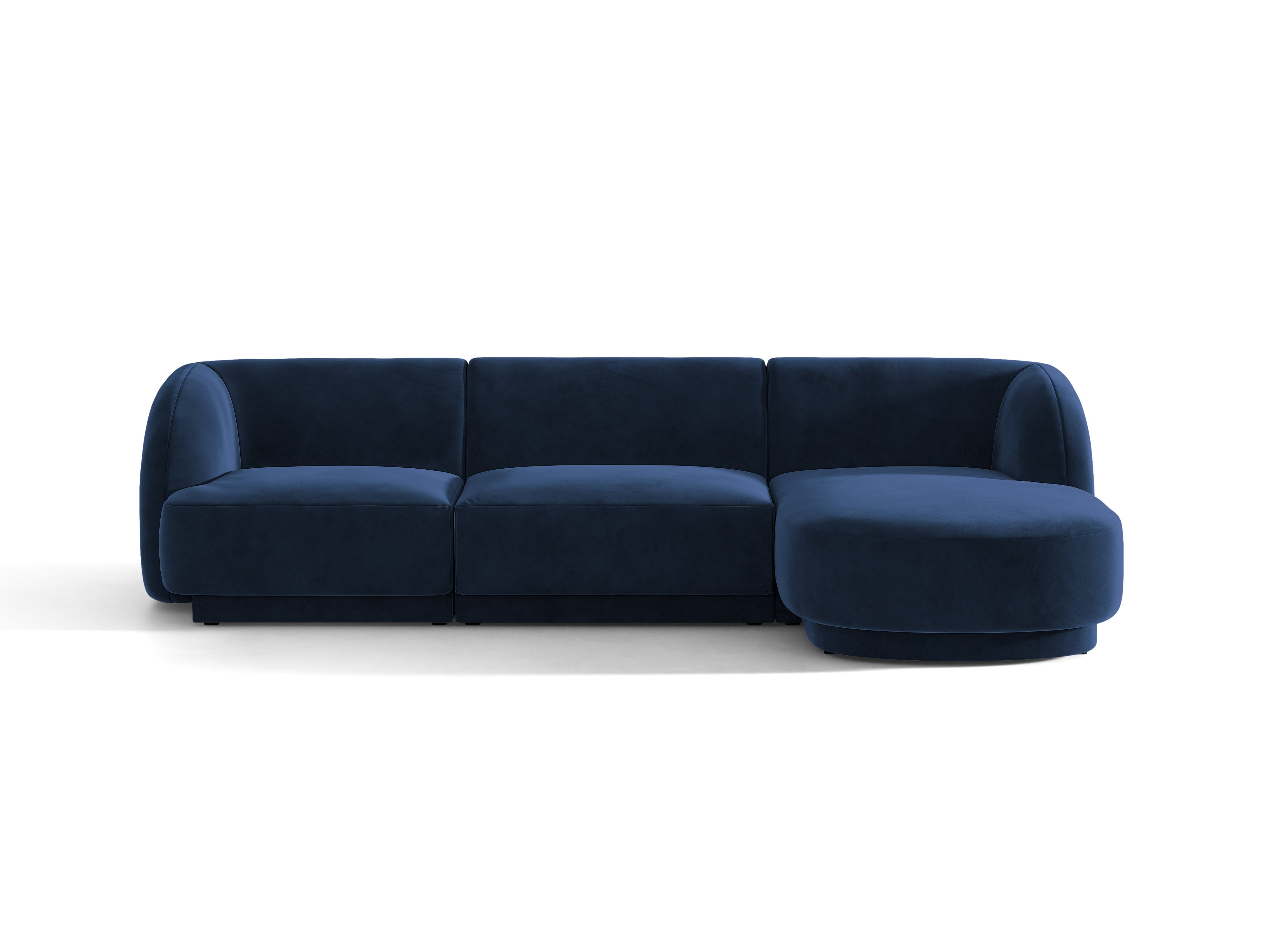 Velvet corner sofa for 4 people right-facing MILEY navy blue