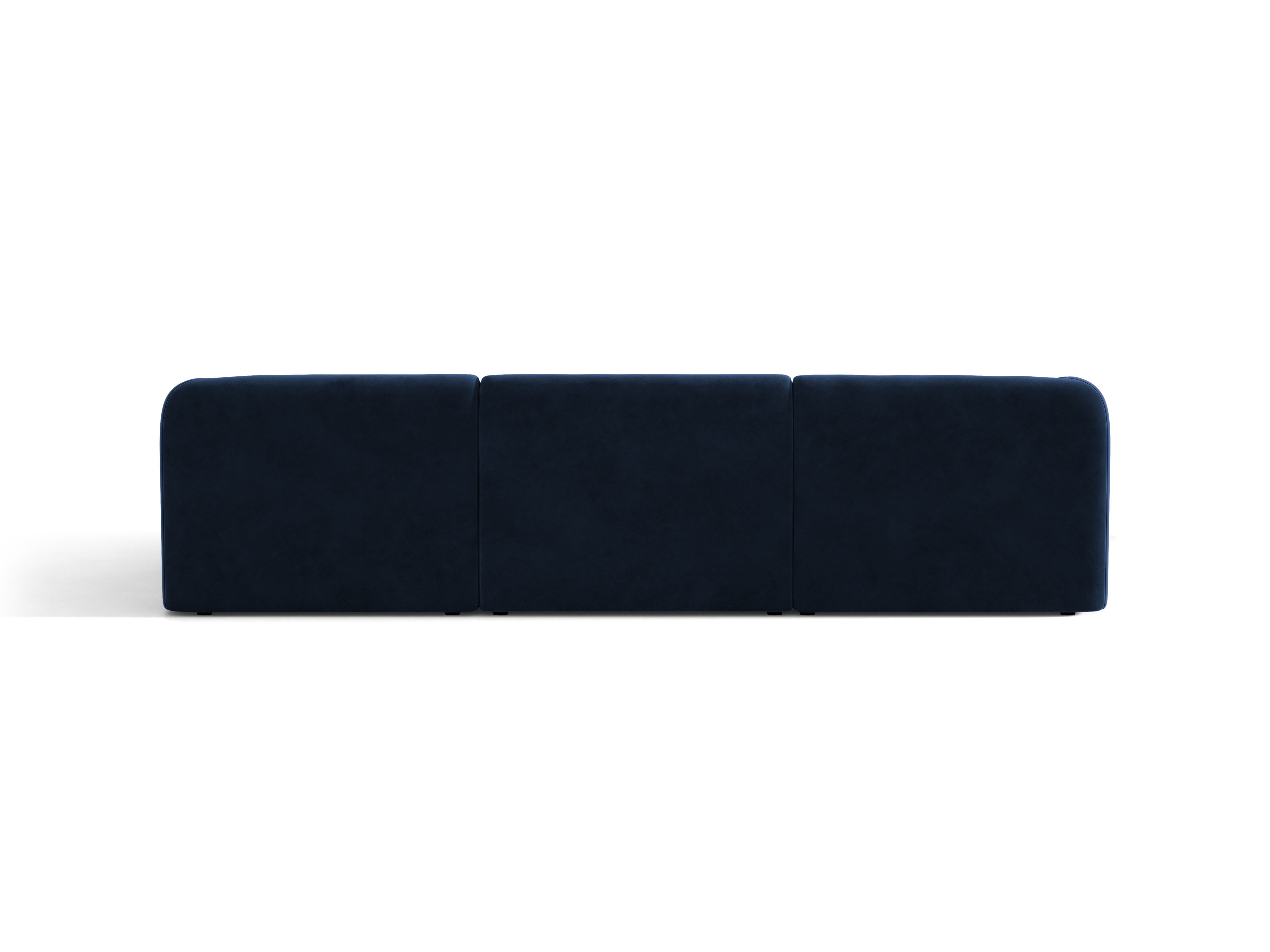 Velvet corner sofa for 4 people right-facing MILEY navy blue