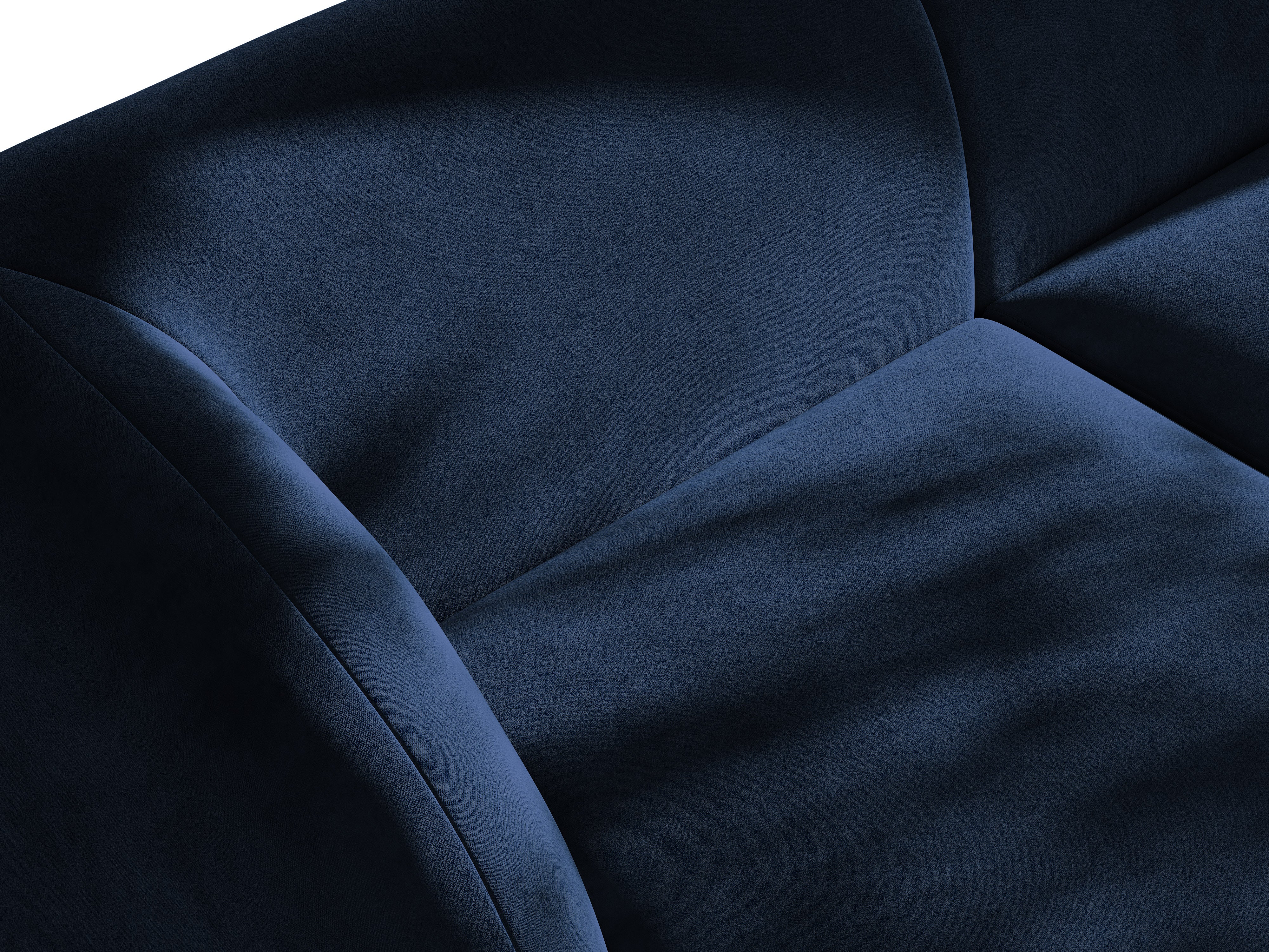 Velvet corner sofa for 4 people right-facing MILEY navy blue