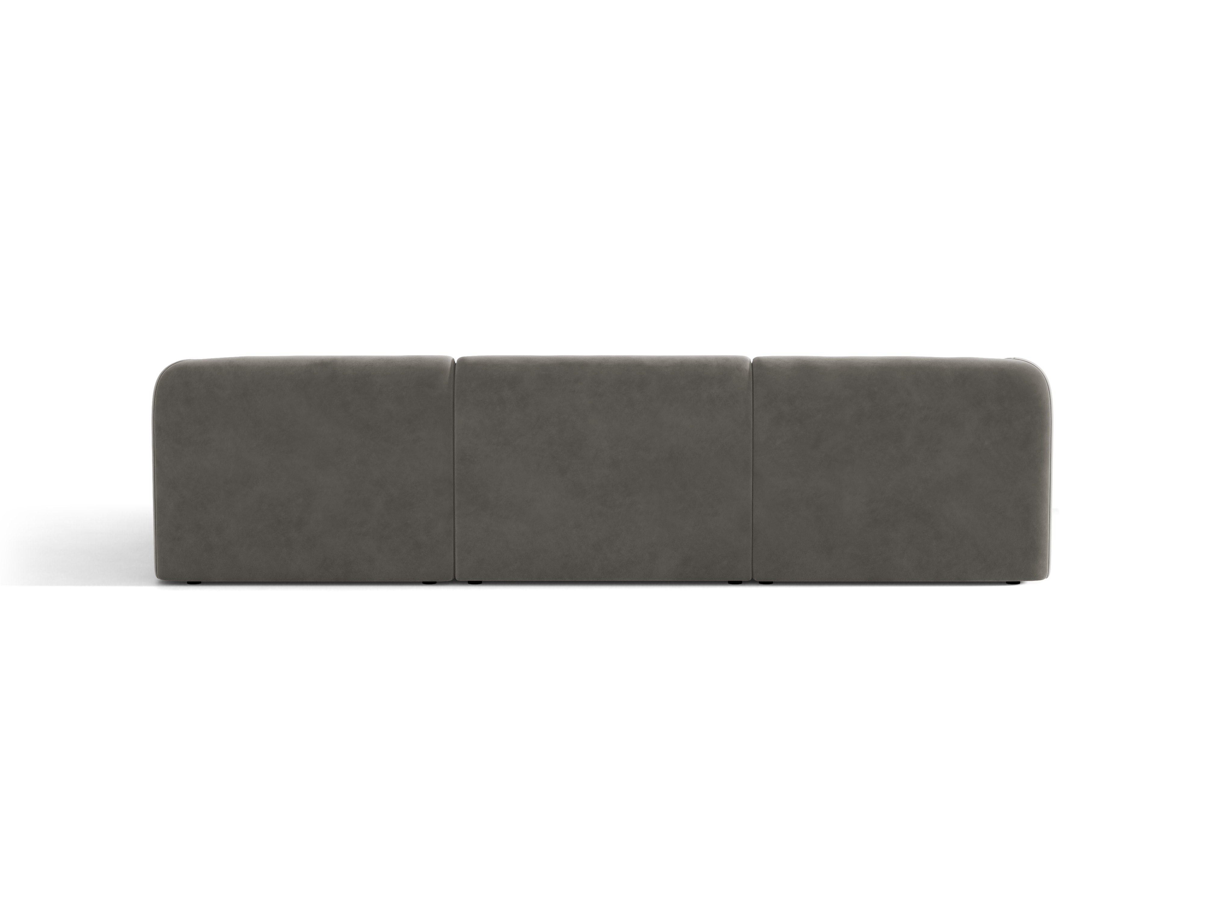 Velvet corner sofa for 4 people right-facing MILEY light gray