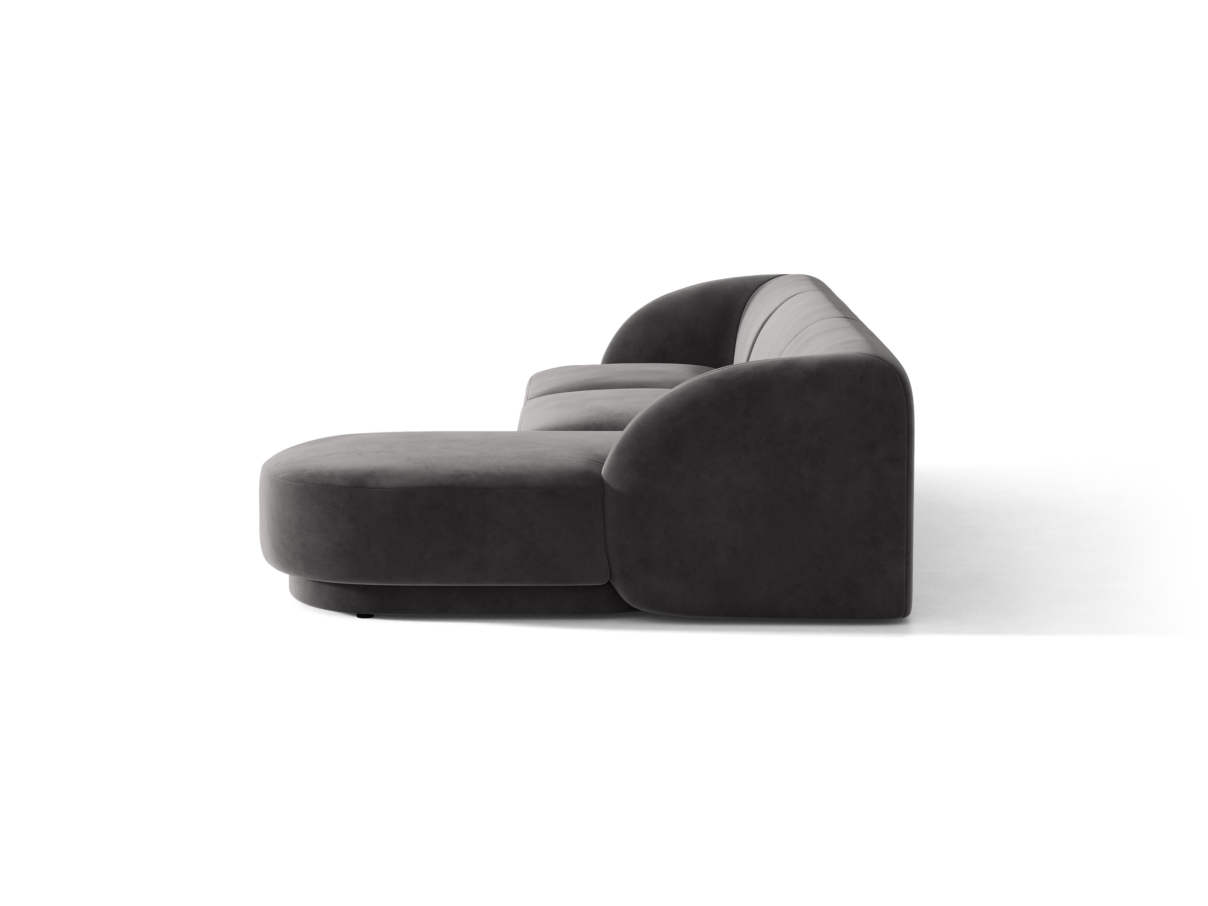 Velvet corner sofa for 4 people right-facing MILEY dark gray