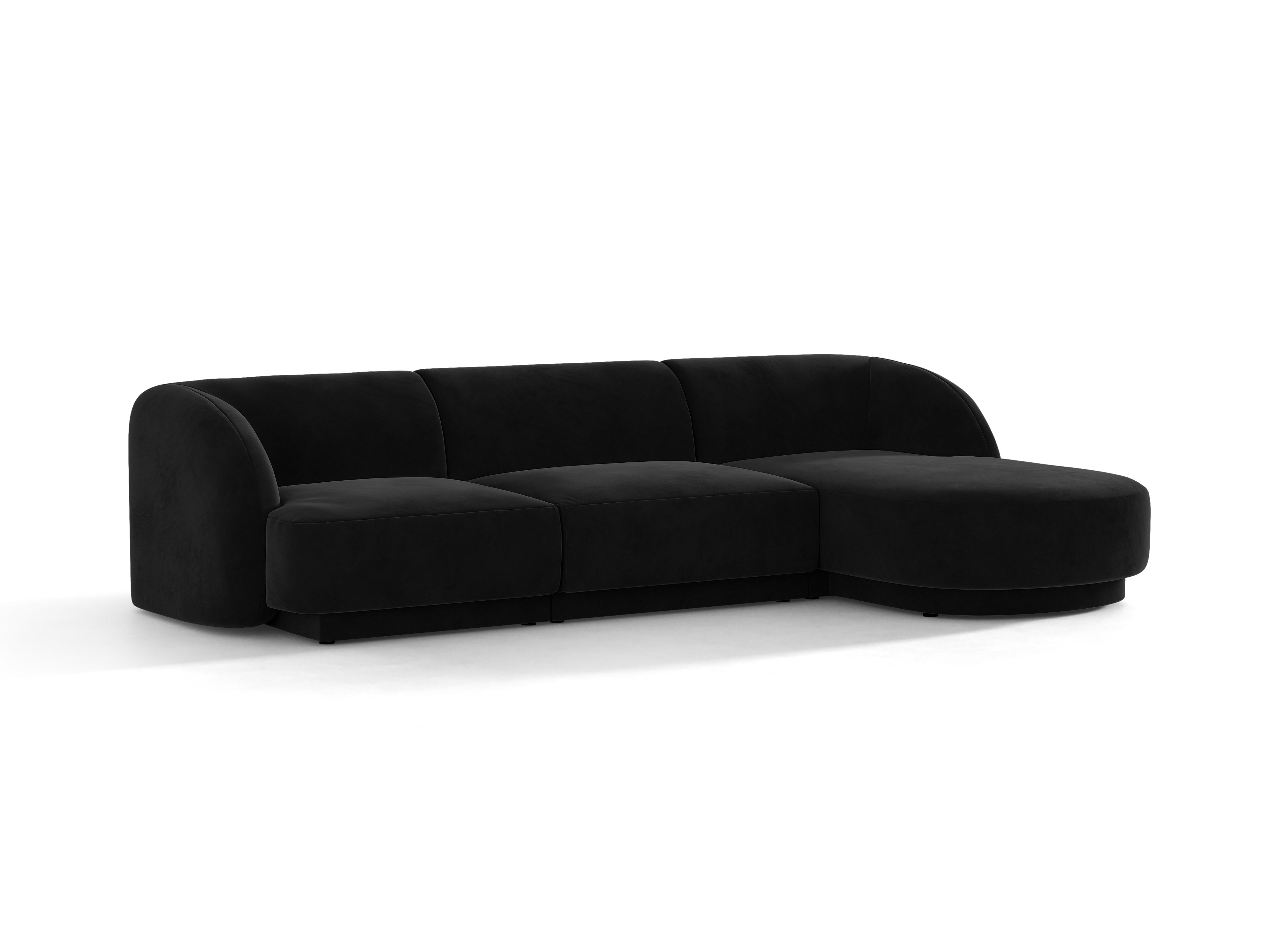 Velvet corner sofa for 4 people right-facing MILEY black