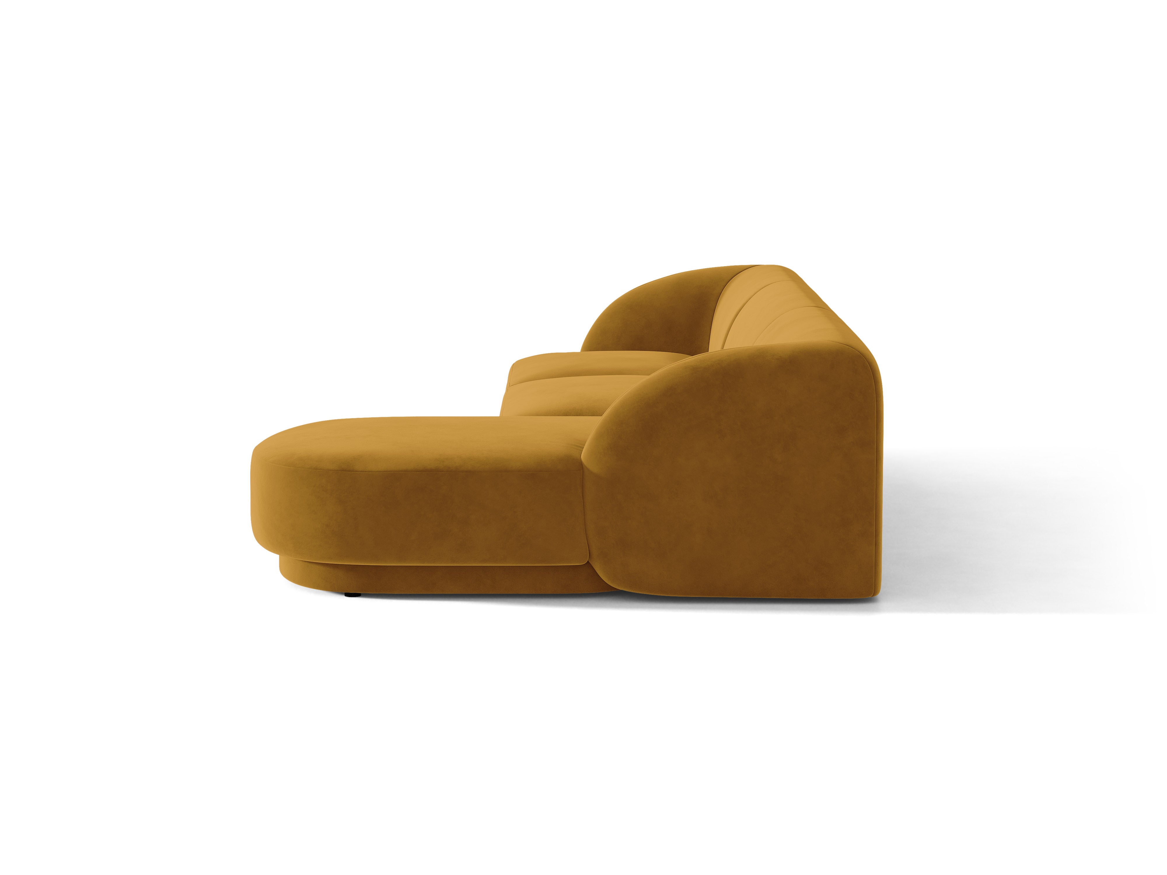 Narożnik aksamitny 4-osobowy prawostronny MILEY żółty – sofa narożna