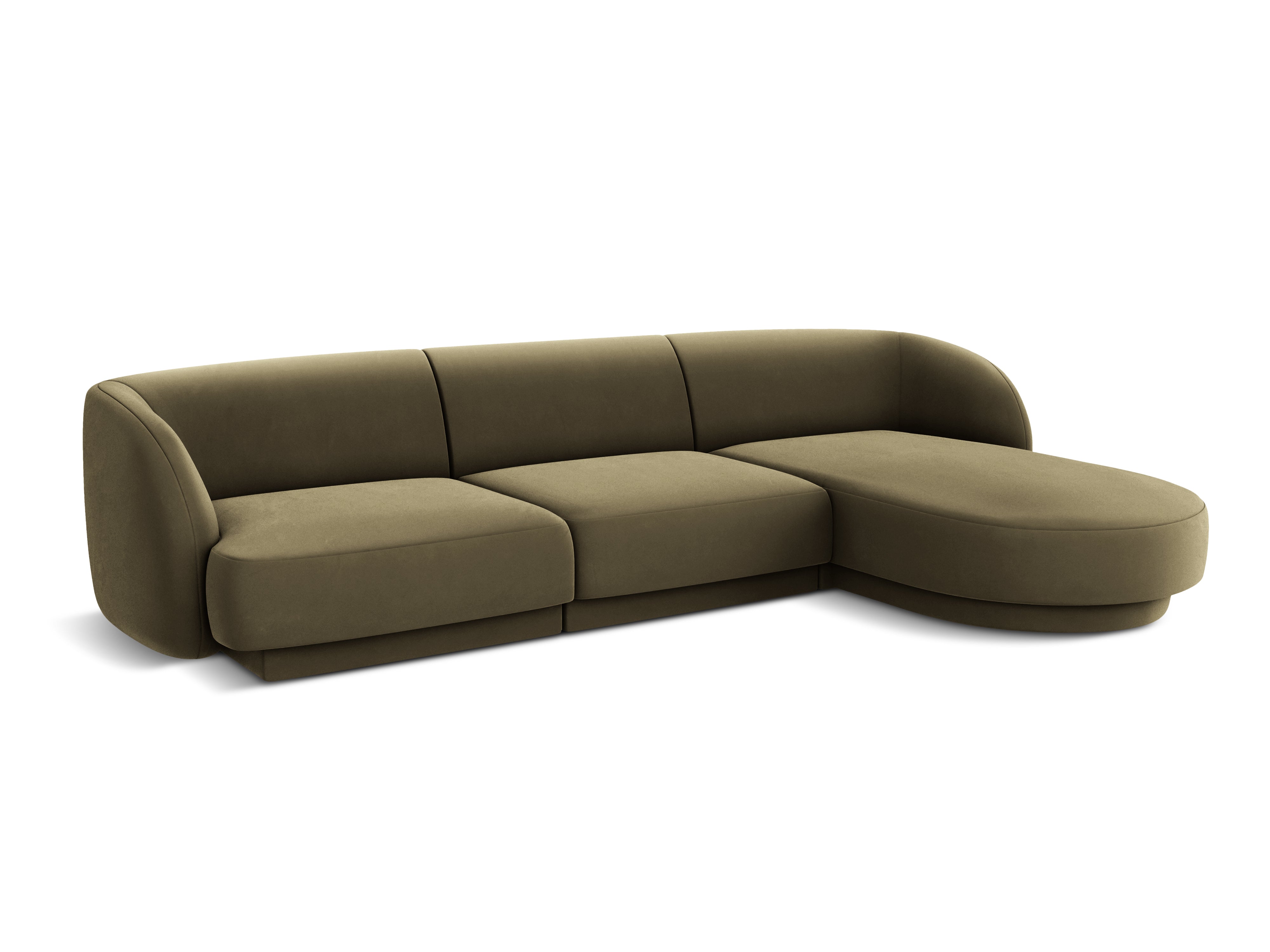 Narożnik aksamitny 4-osobowy prawostronny MILEY zielony Micadoni Eye on Design
