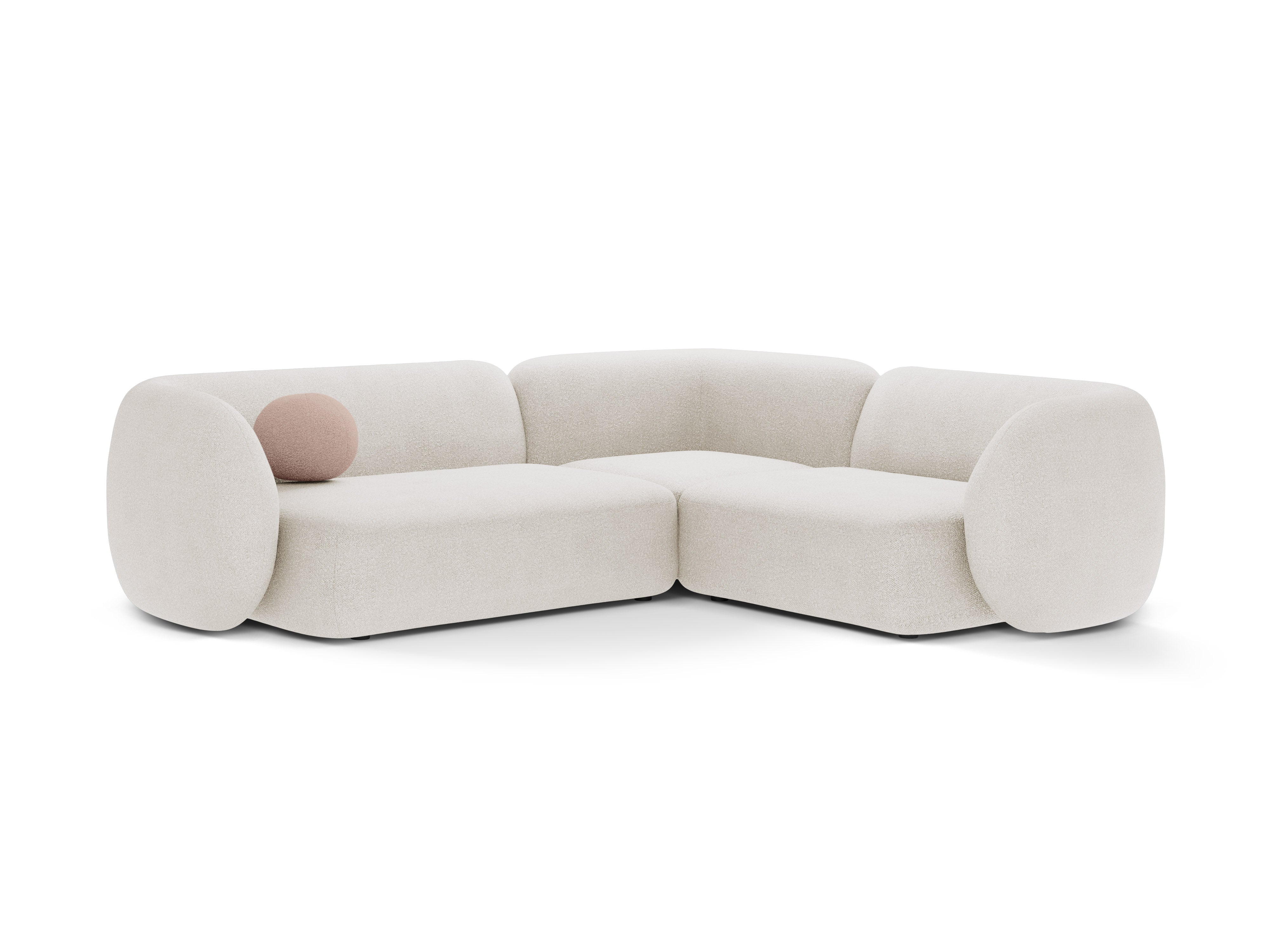 Right-facing 4-seater sofa KATE white boucle