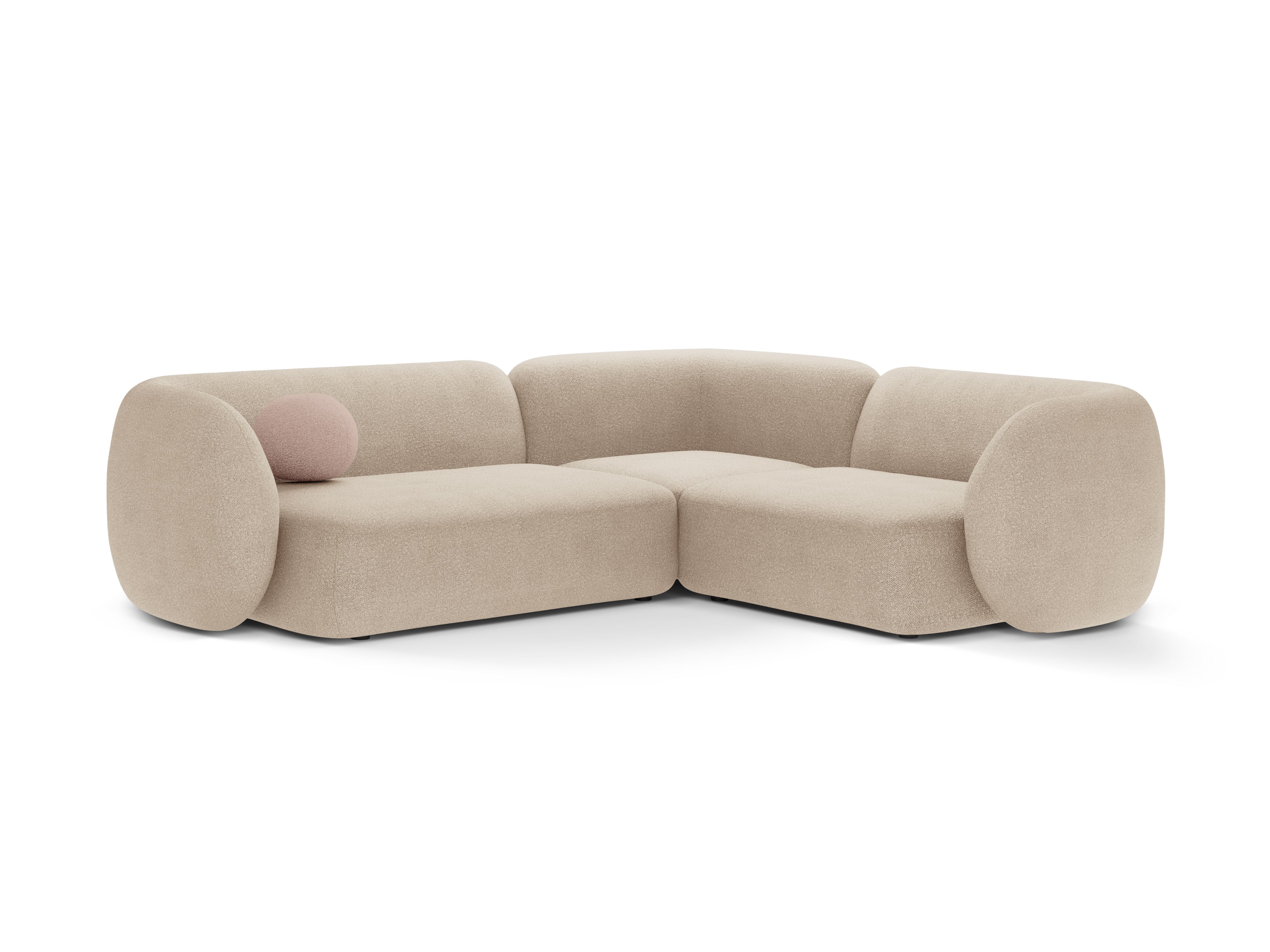 Right-facing 4-seater sofa KATE beige boucle