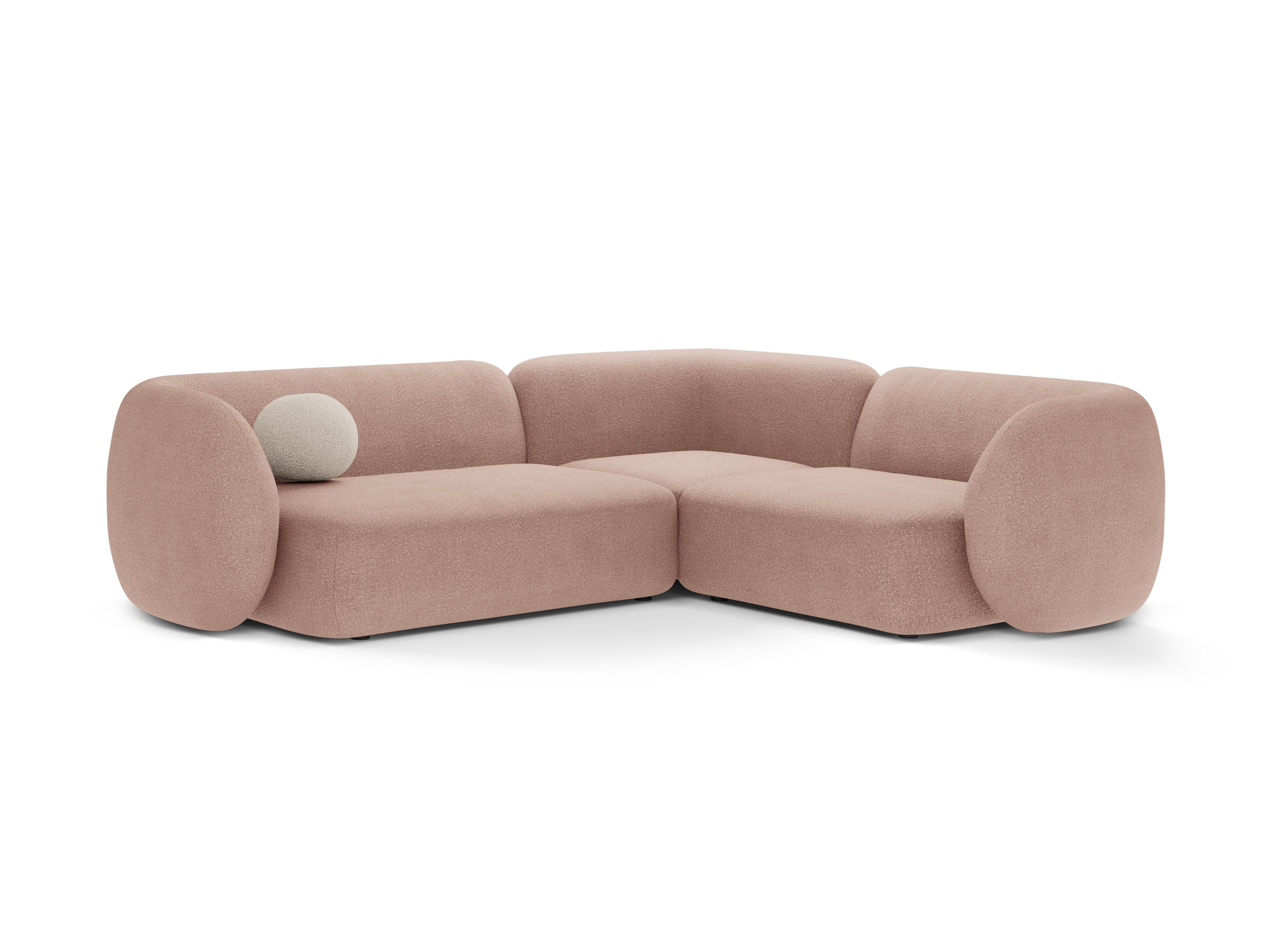 Right-facing 4-seater sofa KATE pink boucle