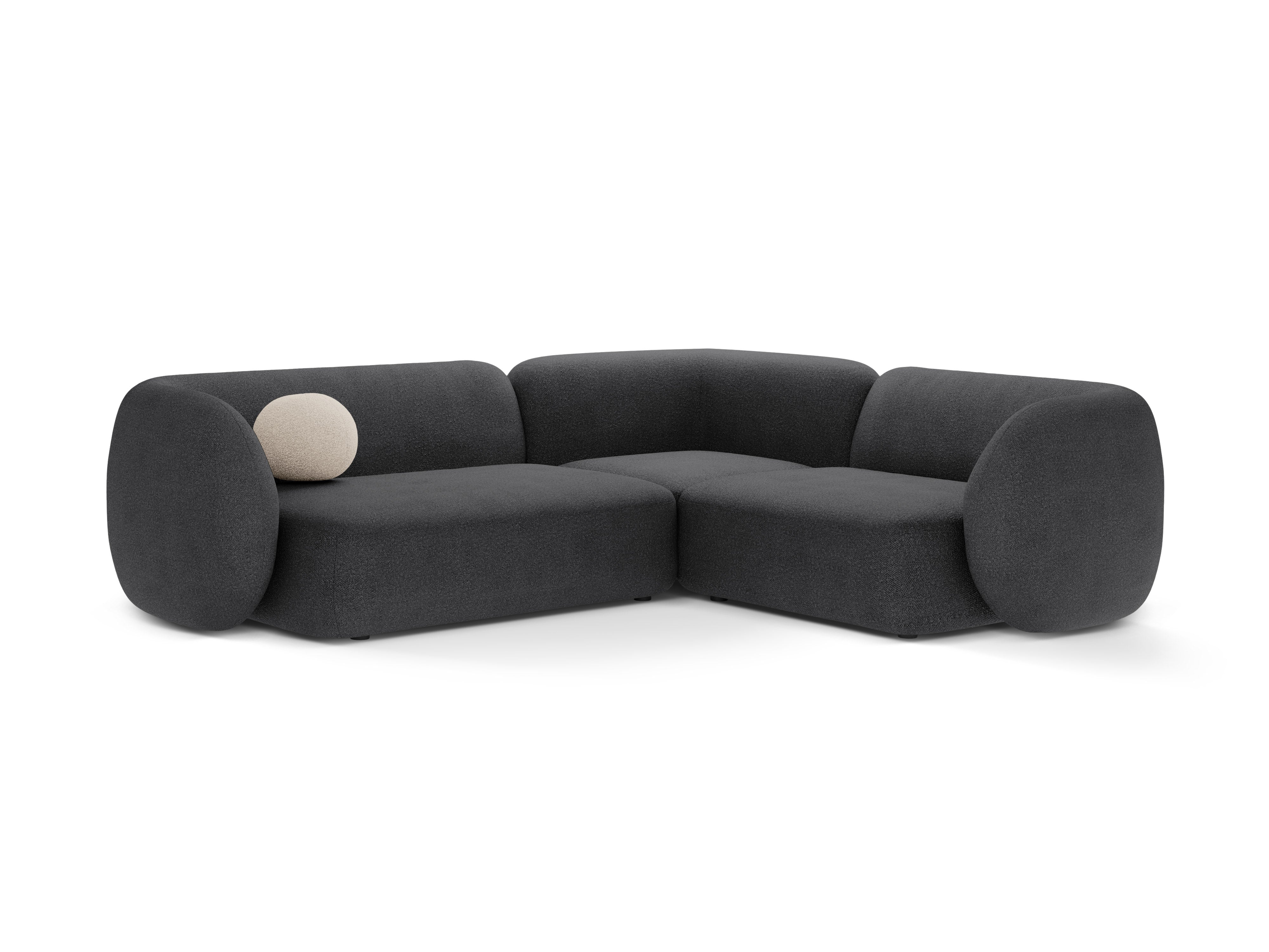Right-facing 4-seater corner sofa KATE dark gray boucle