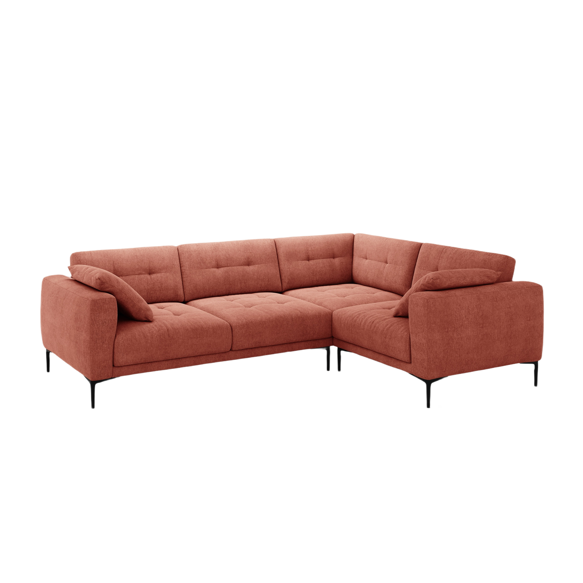 Right-facing L-shaped corner sofa BEMY coral chenille