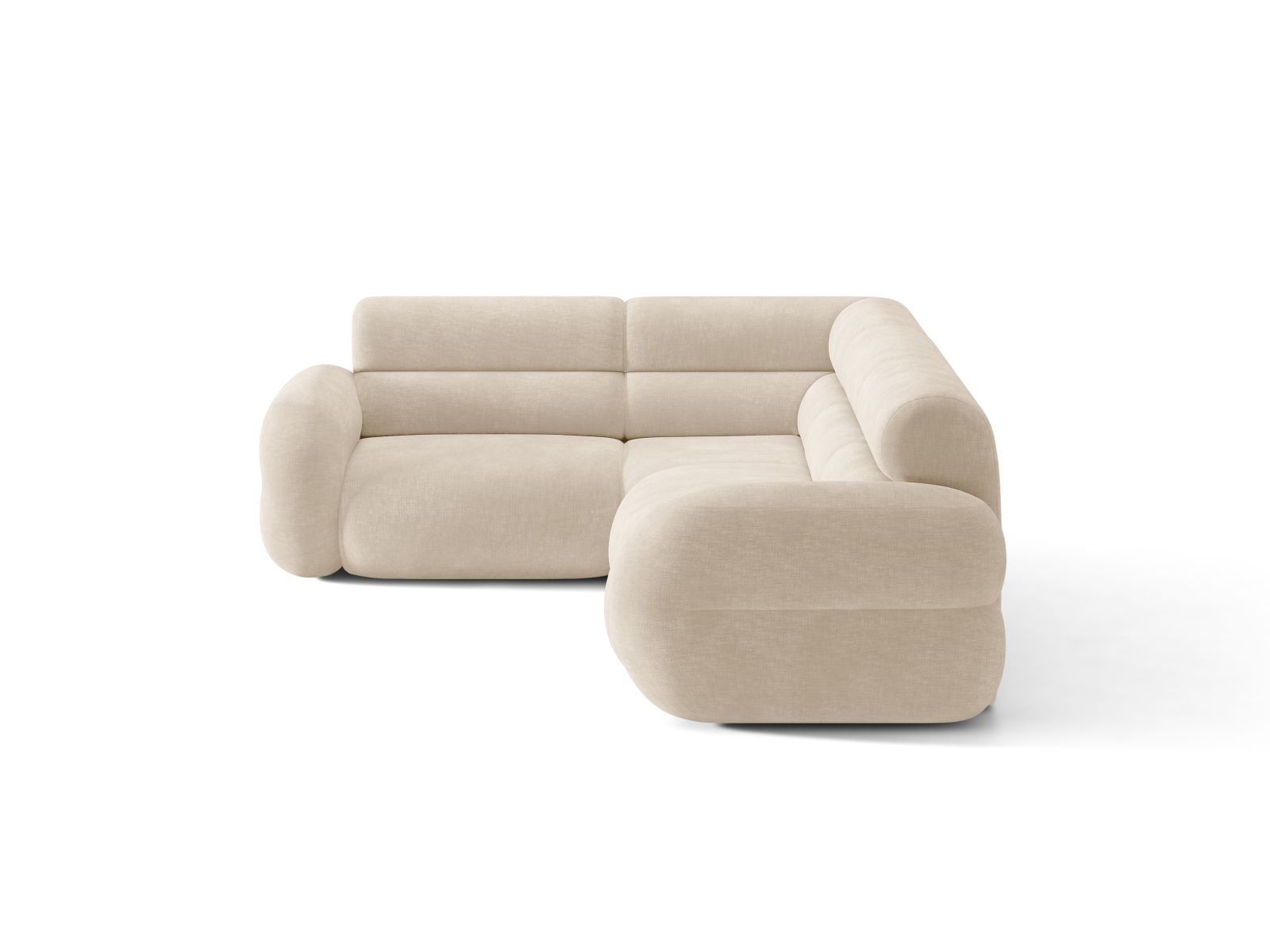 Left-facing L-shaped NEO corner sofa in light beige chenille