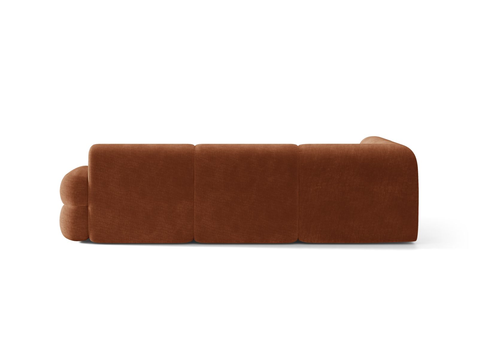 Left-facing L-shaped NEO corner sofa in brick chenille