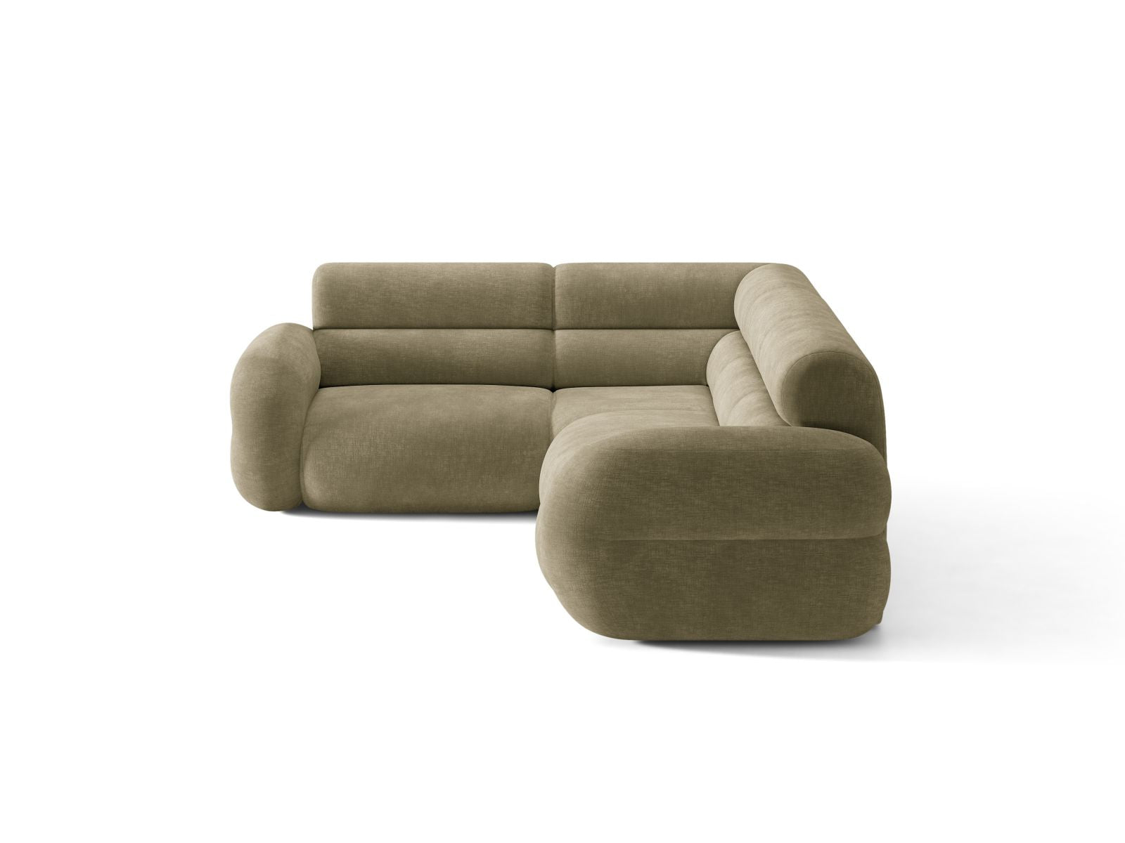 Left-facing L-shaped NEO olive chenille corner sofa