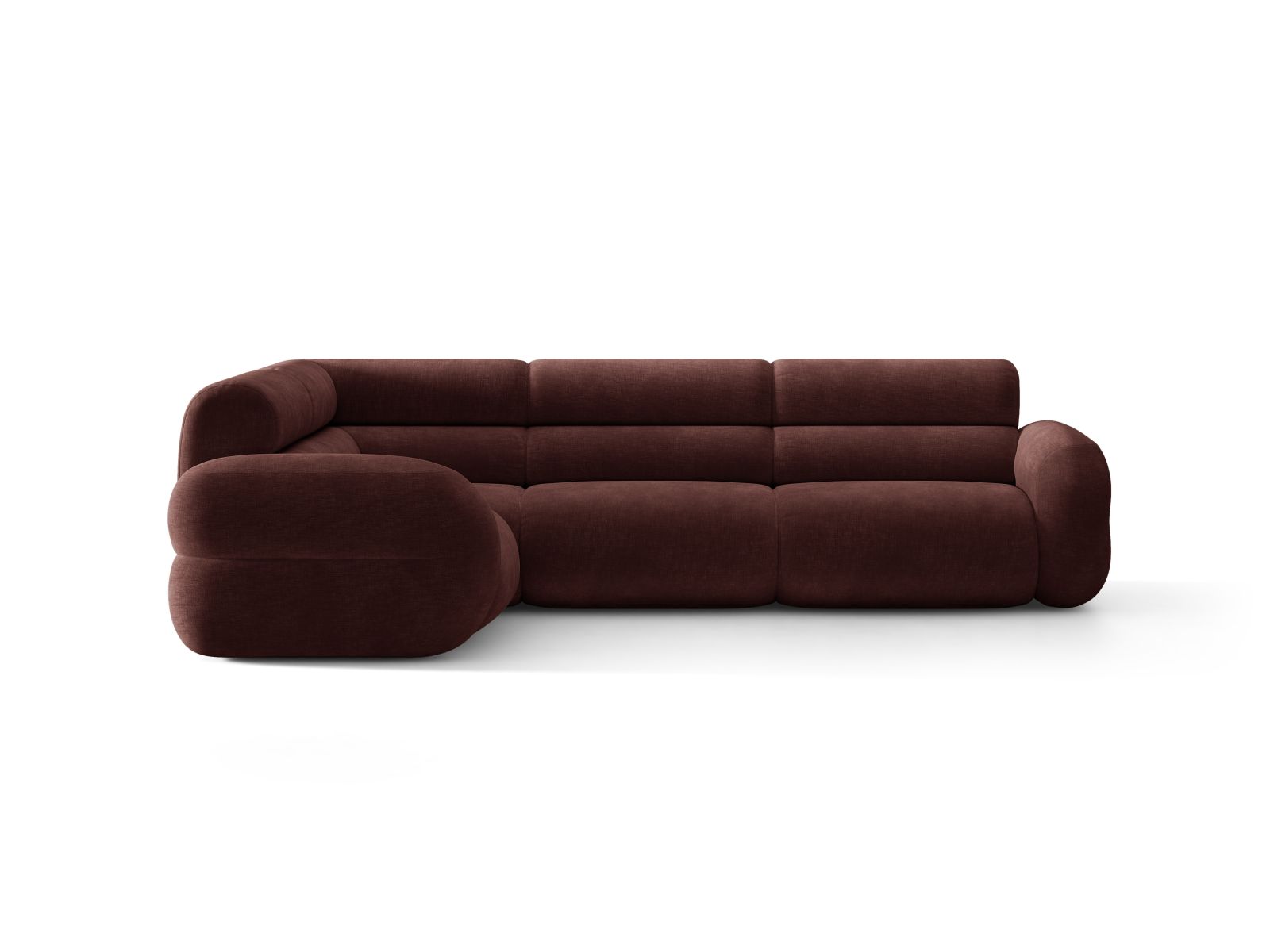Right-facing L-shaped NEO cherry chenille corner sofa