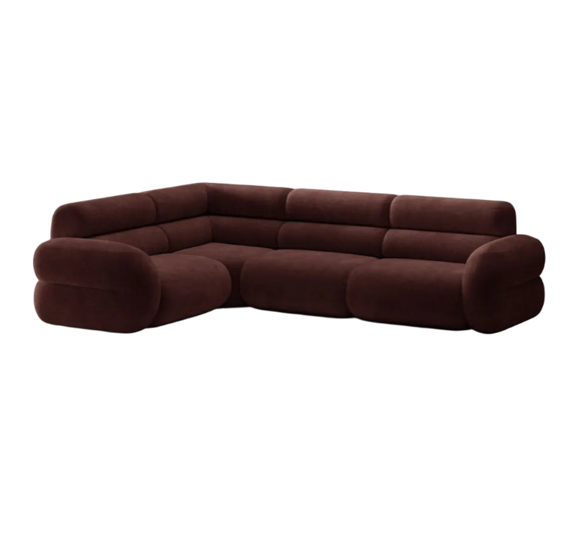 Right-facing L-shaped NEO cherry chenille corner sofa