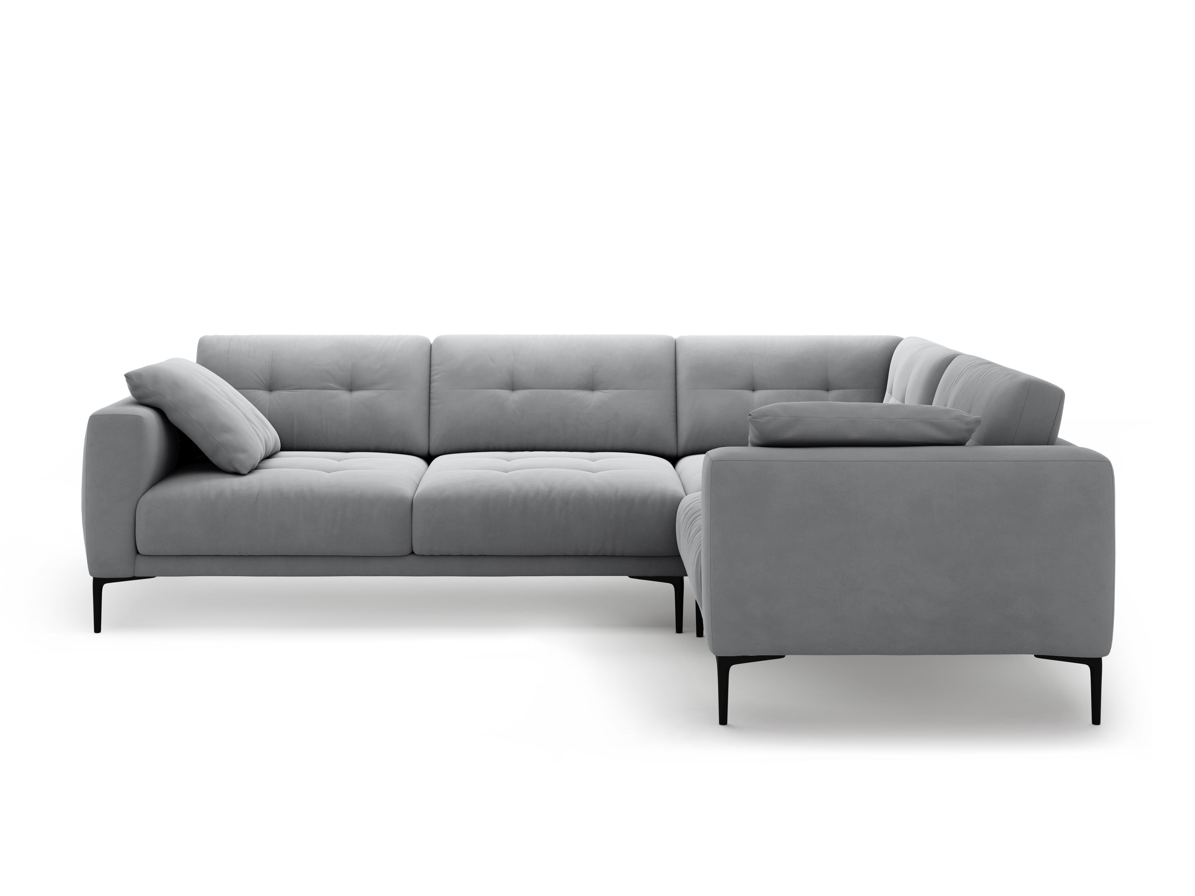 Right-facing L-shaped velvet corner sofa BEMY gray