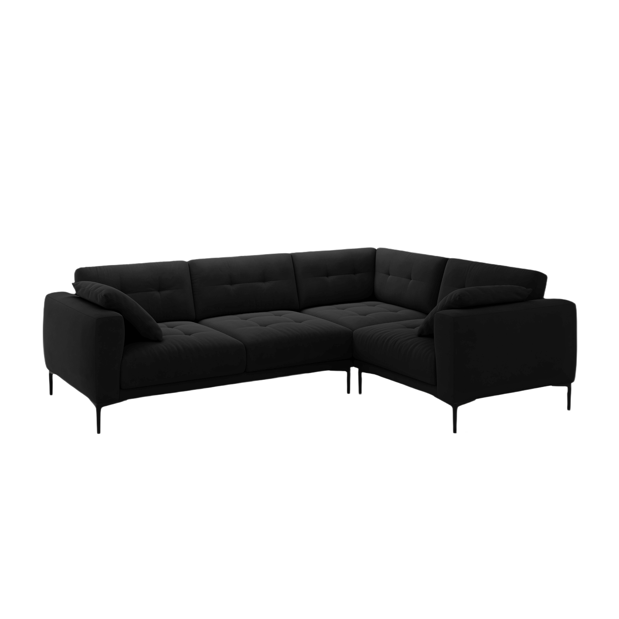 Right-facing L-shaped velvet corner sofa BEMY black