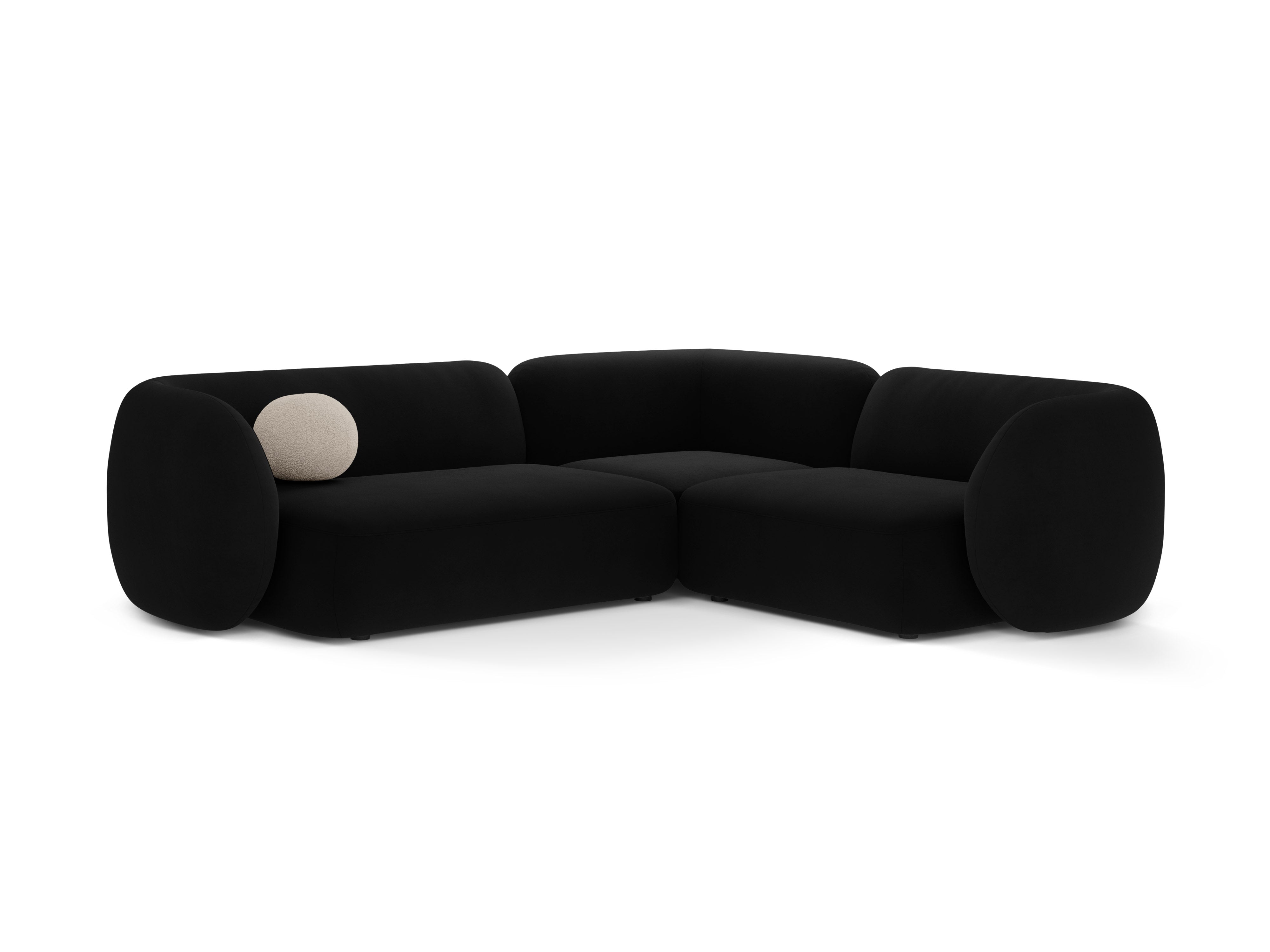 Black Velvet Right-Hand Corner Sofa for Four - KATE