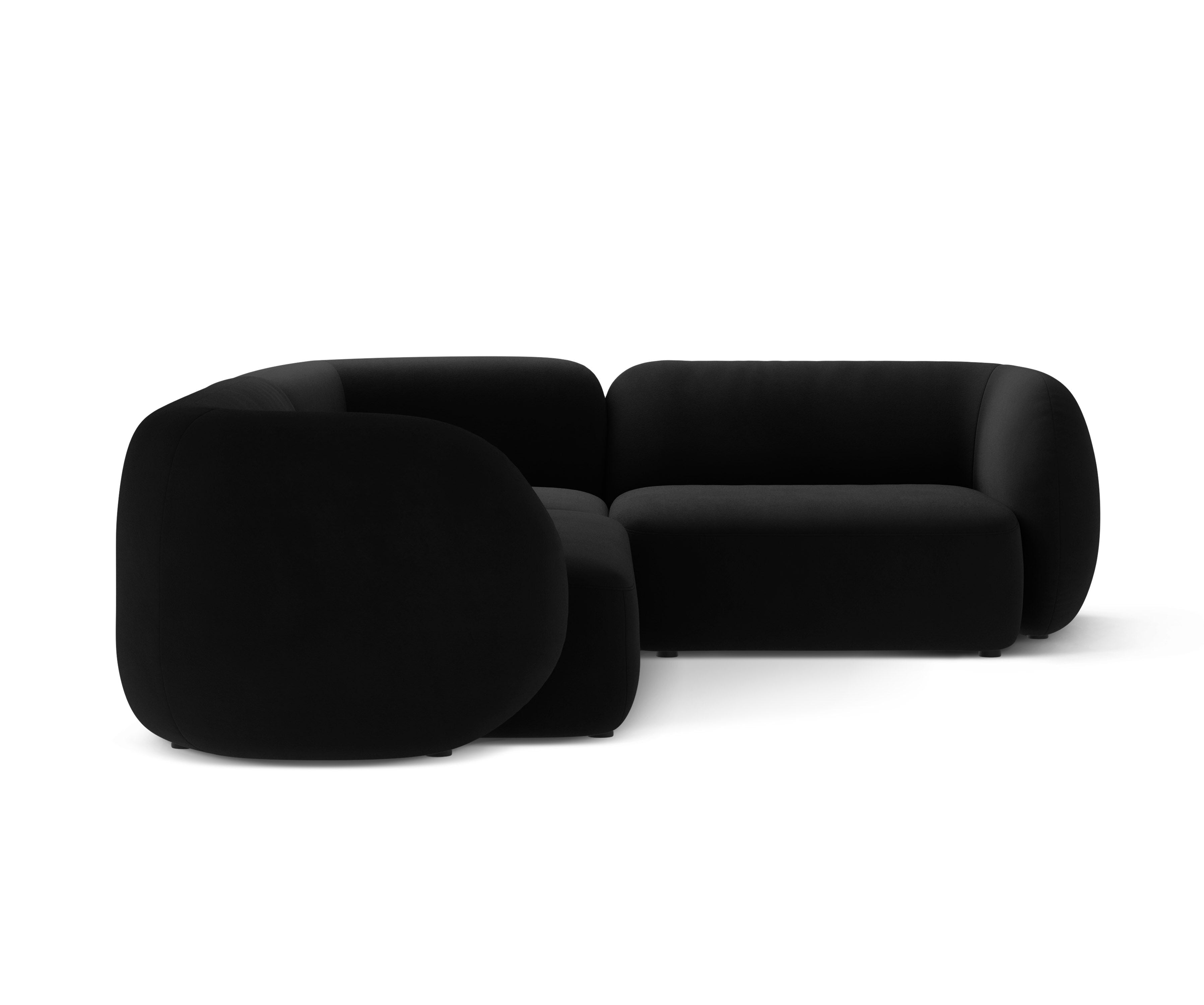 Black Velvet Right-Hand Corner Sofa for Four - KATE