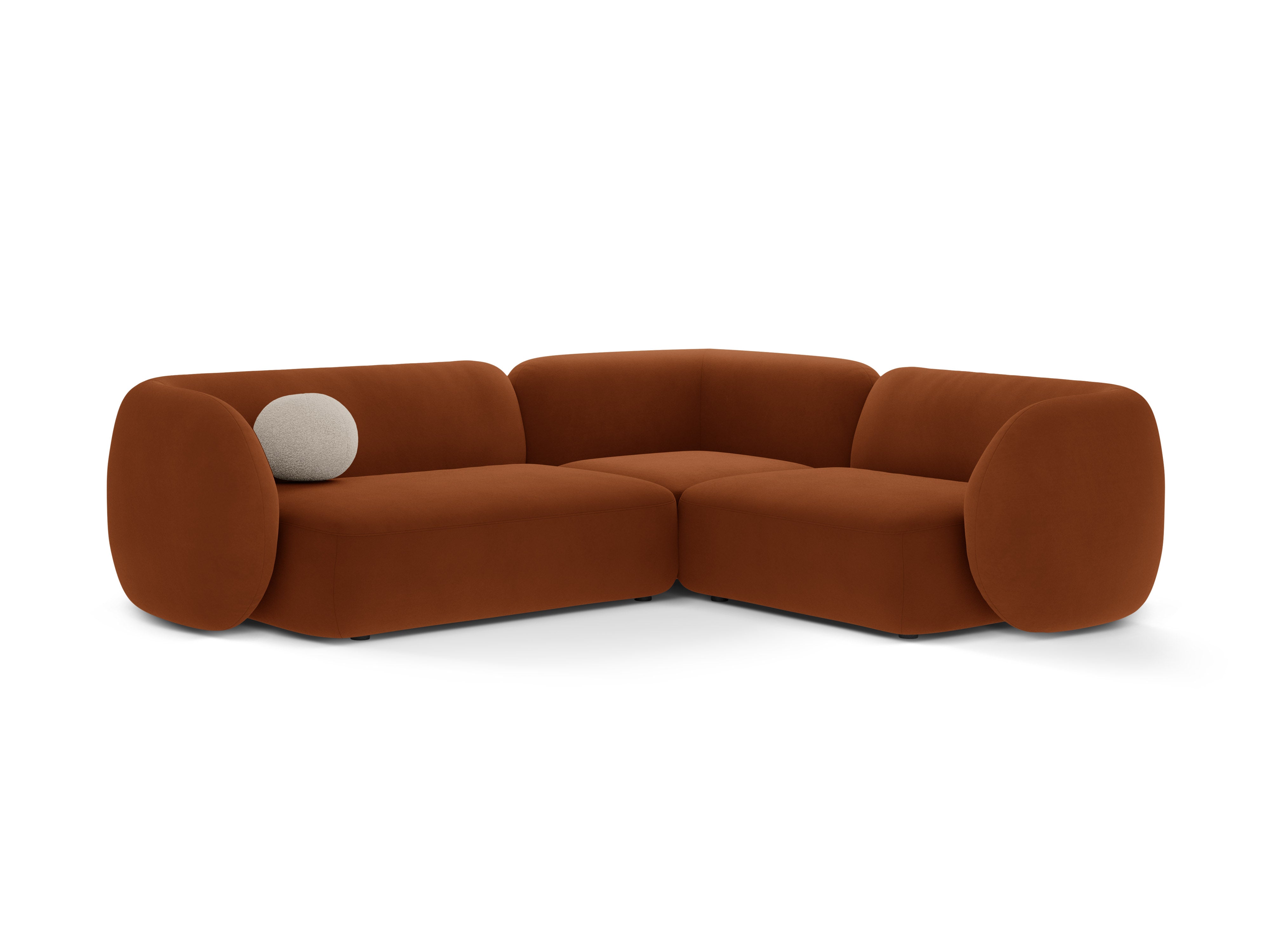 Right-facing velvet corner sofa for 4 people KATE terracotta