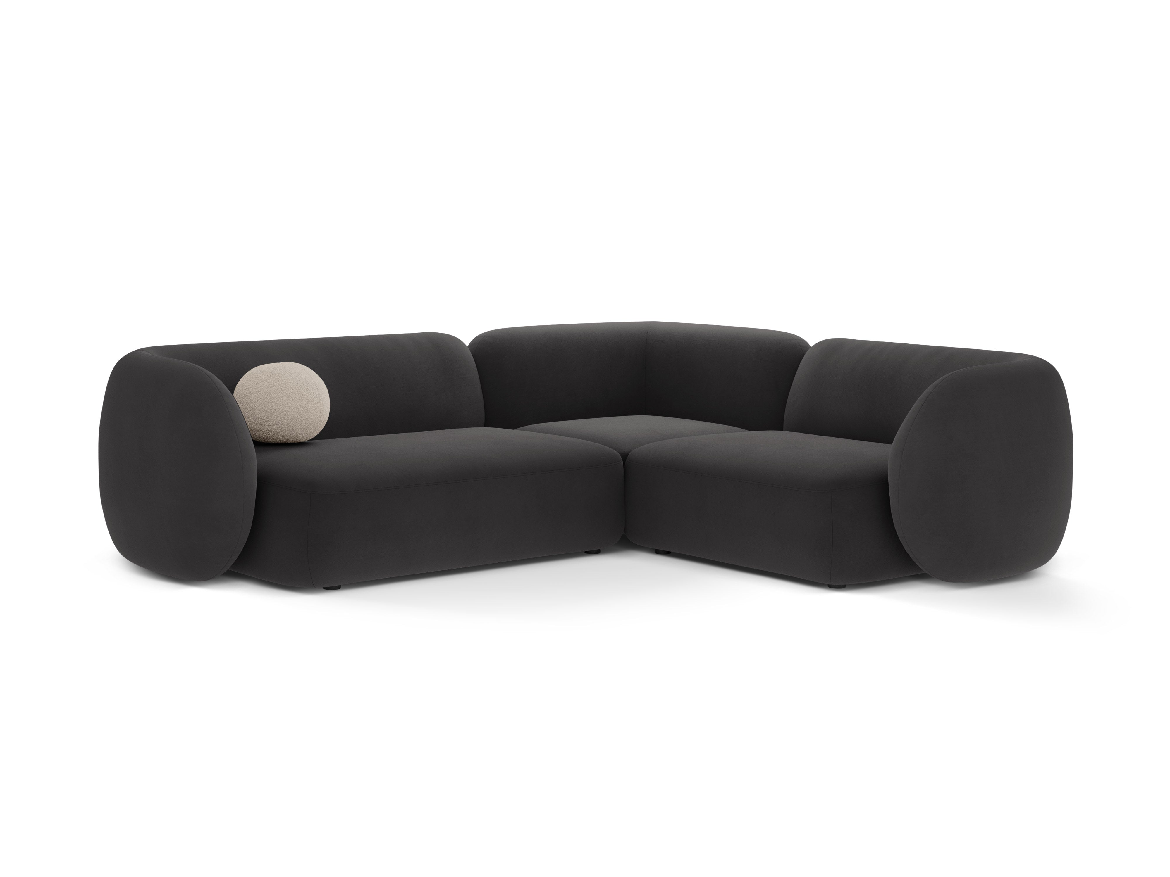 Right-facing velvet corner sofa for 4 people KATE dark gray