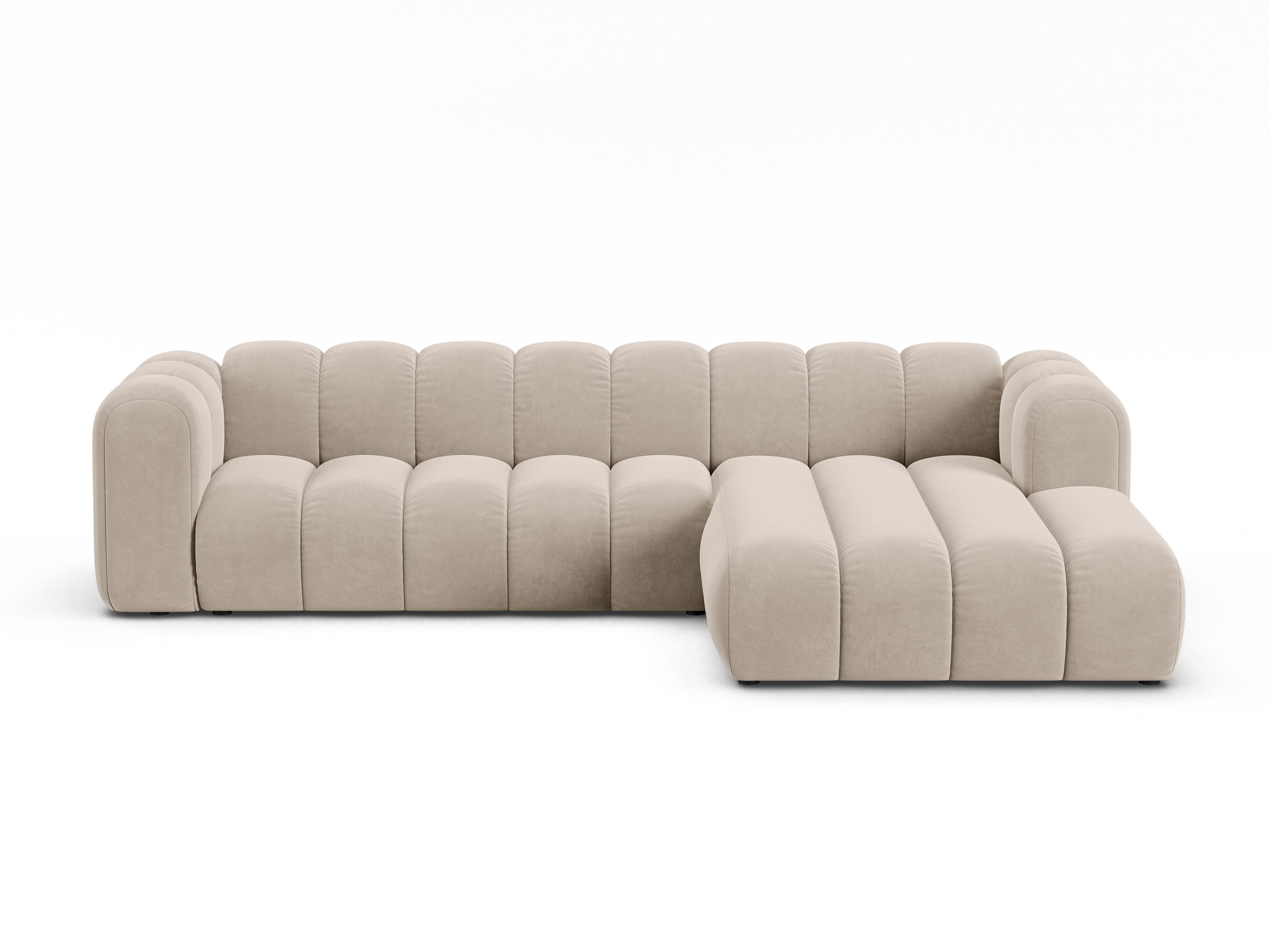Velvet corner sofa for 4 people right-sided LUPINE beige