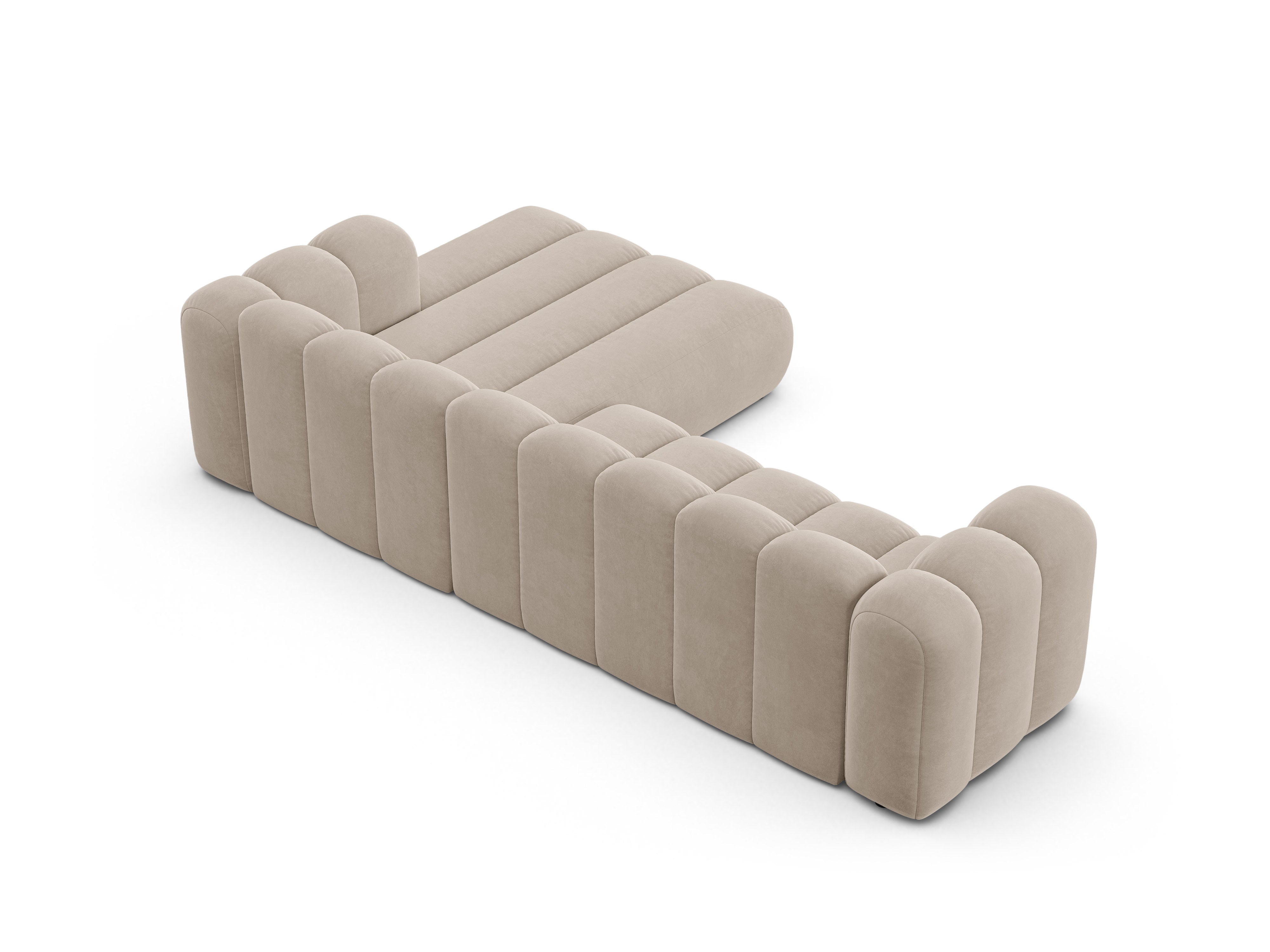 Velvet corner sofa for 4 people right-sided LUPINE beige
