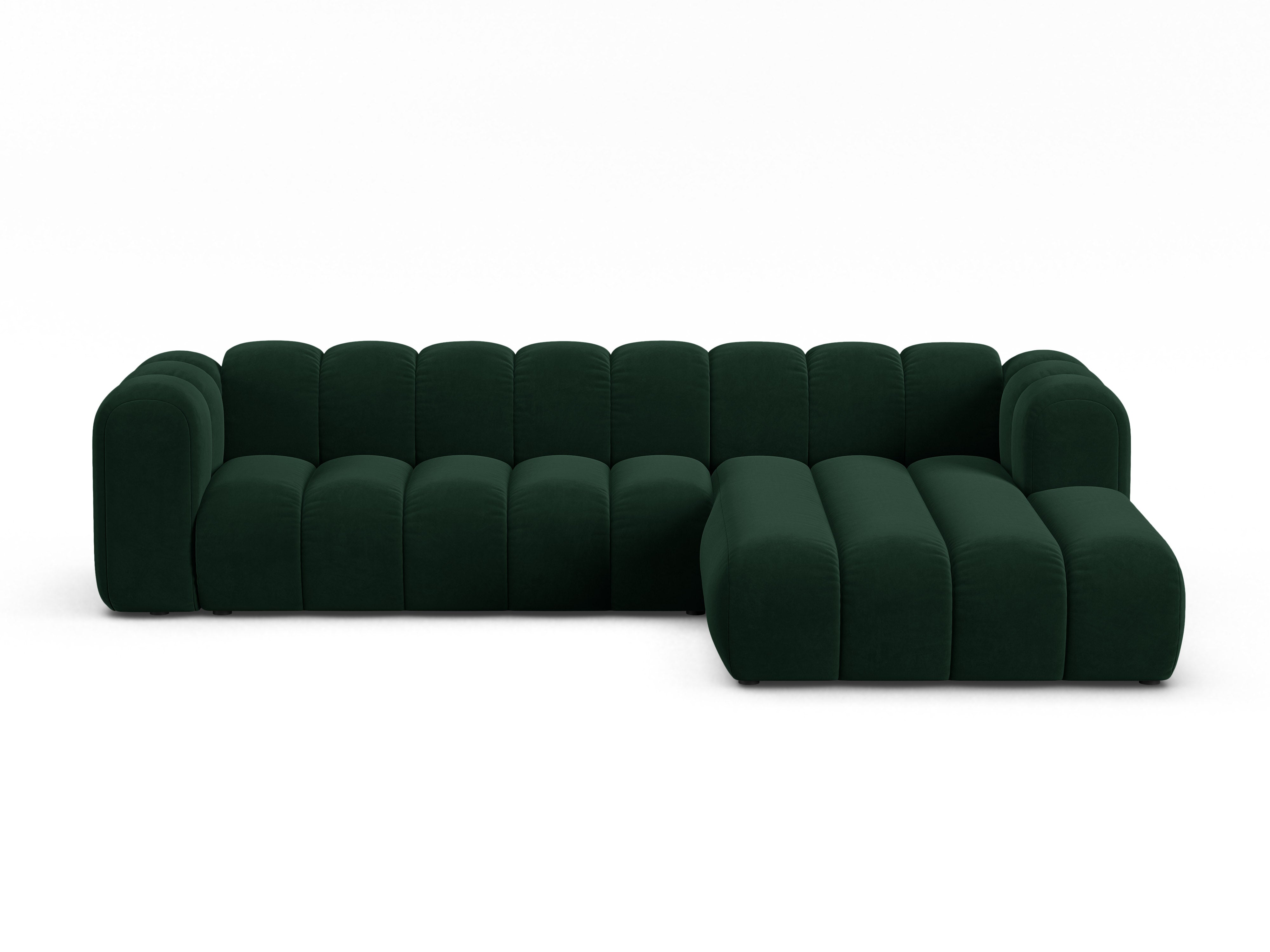 Velvet corner sofa for 4 people right-facing LUPINE bottle green