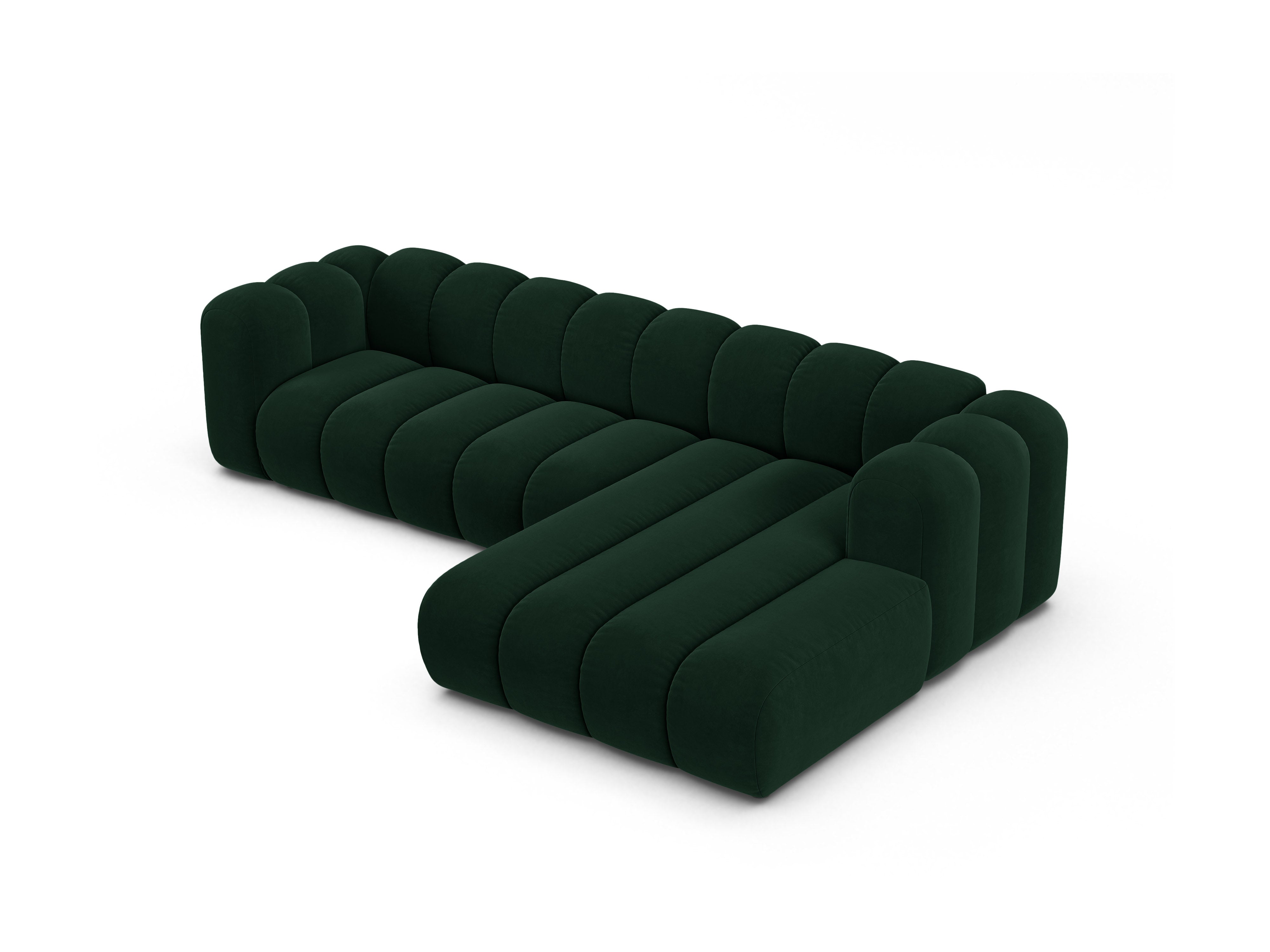 Velvet corner sofa for 4 people right-facing LUPINE bottle green