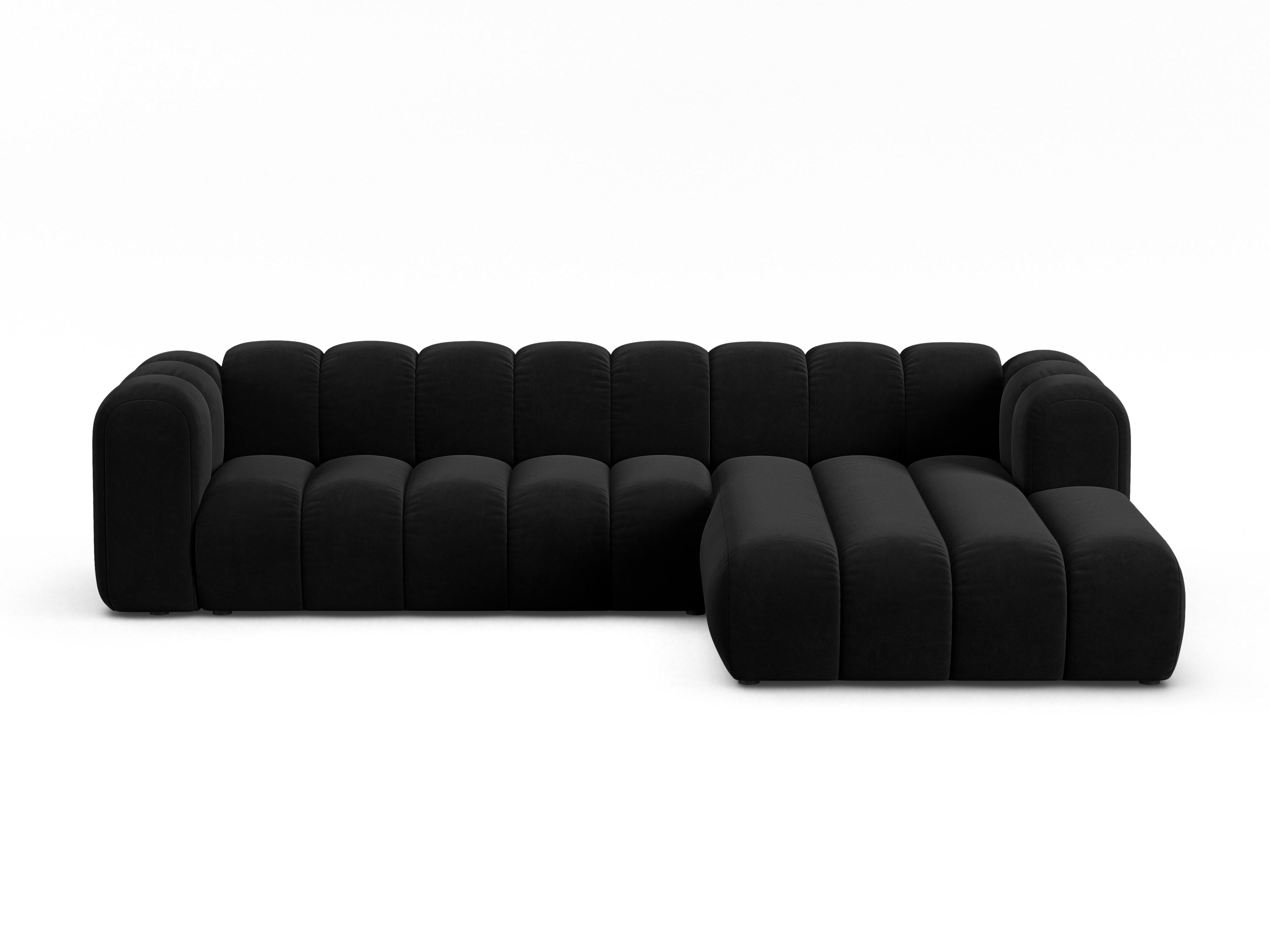 Velvet corner sofa for 4 people right-sided LUPINE black