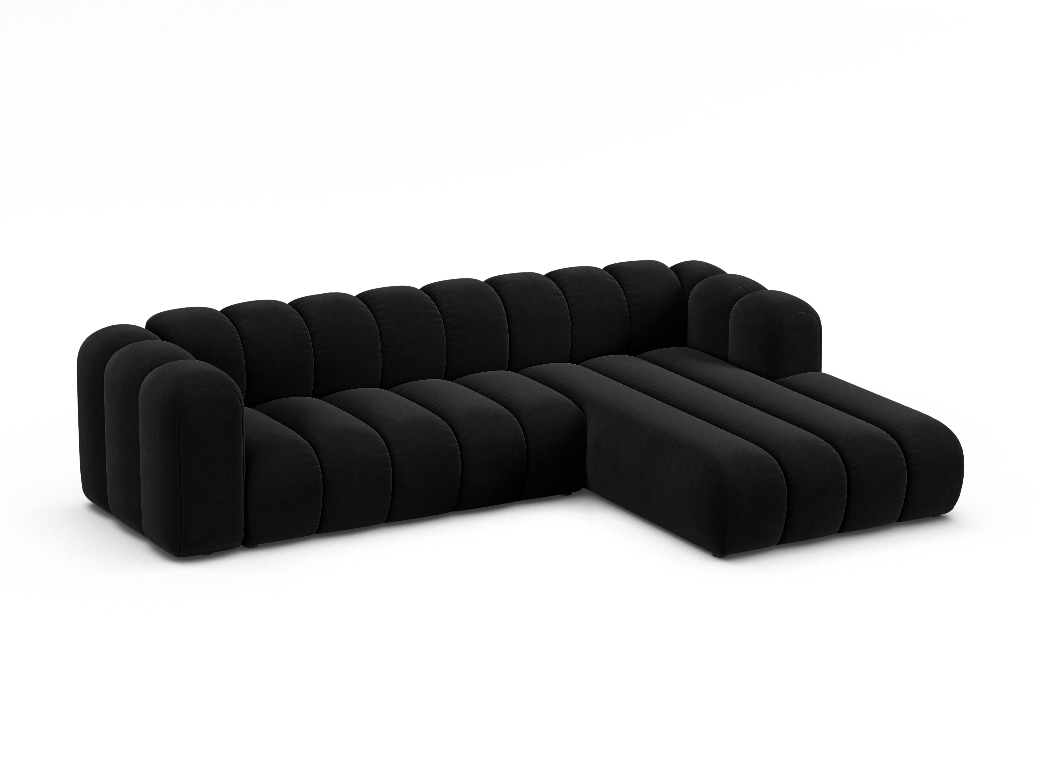 Velvet corner sofa for 4 people right-sided LUPINE black