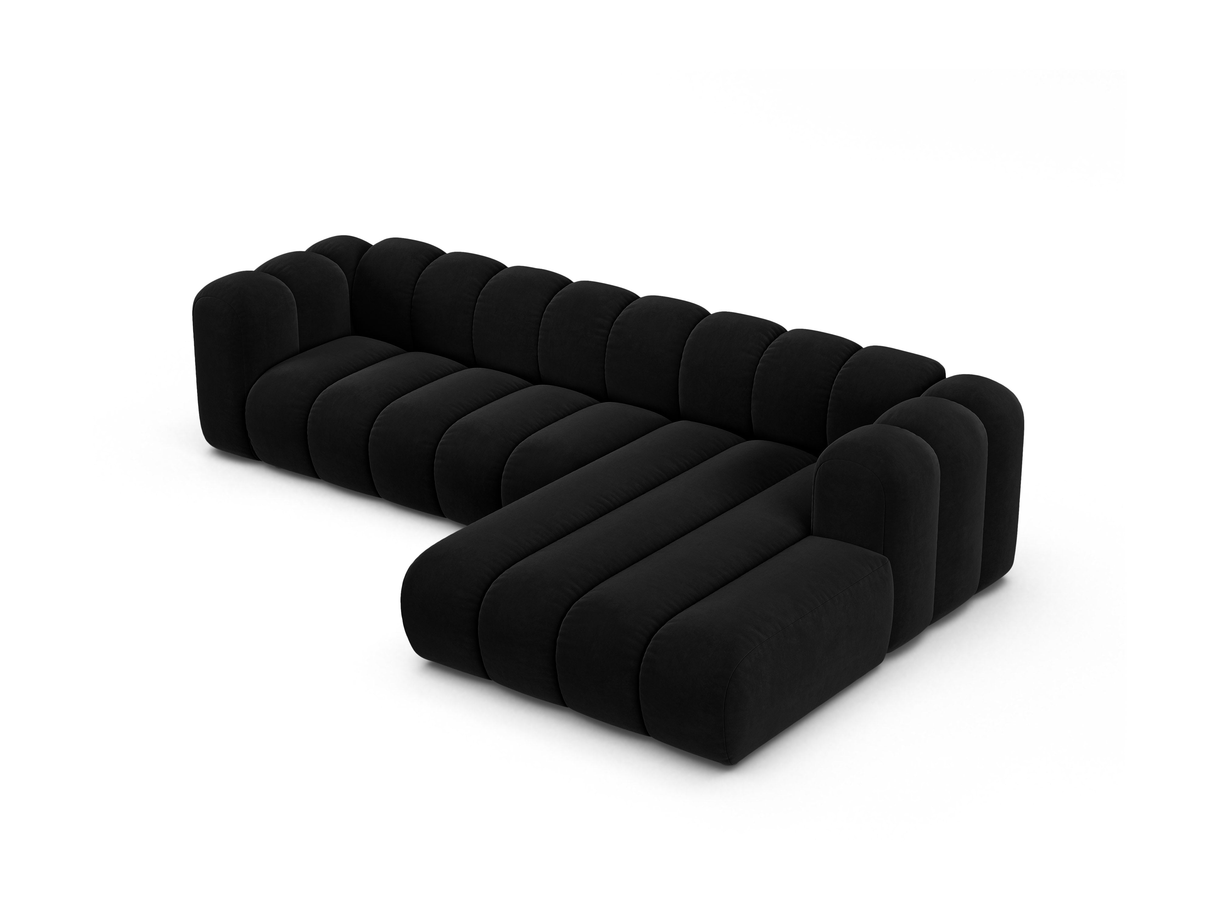 Velvet corner sofa for 4 people right-sided LUPINE black