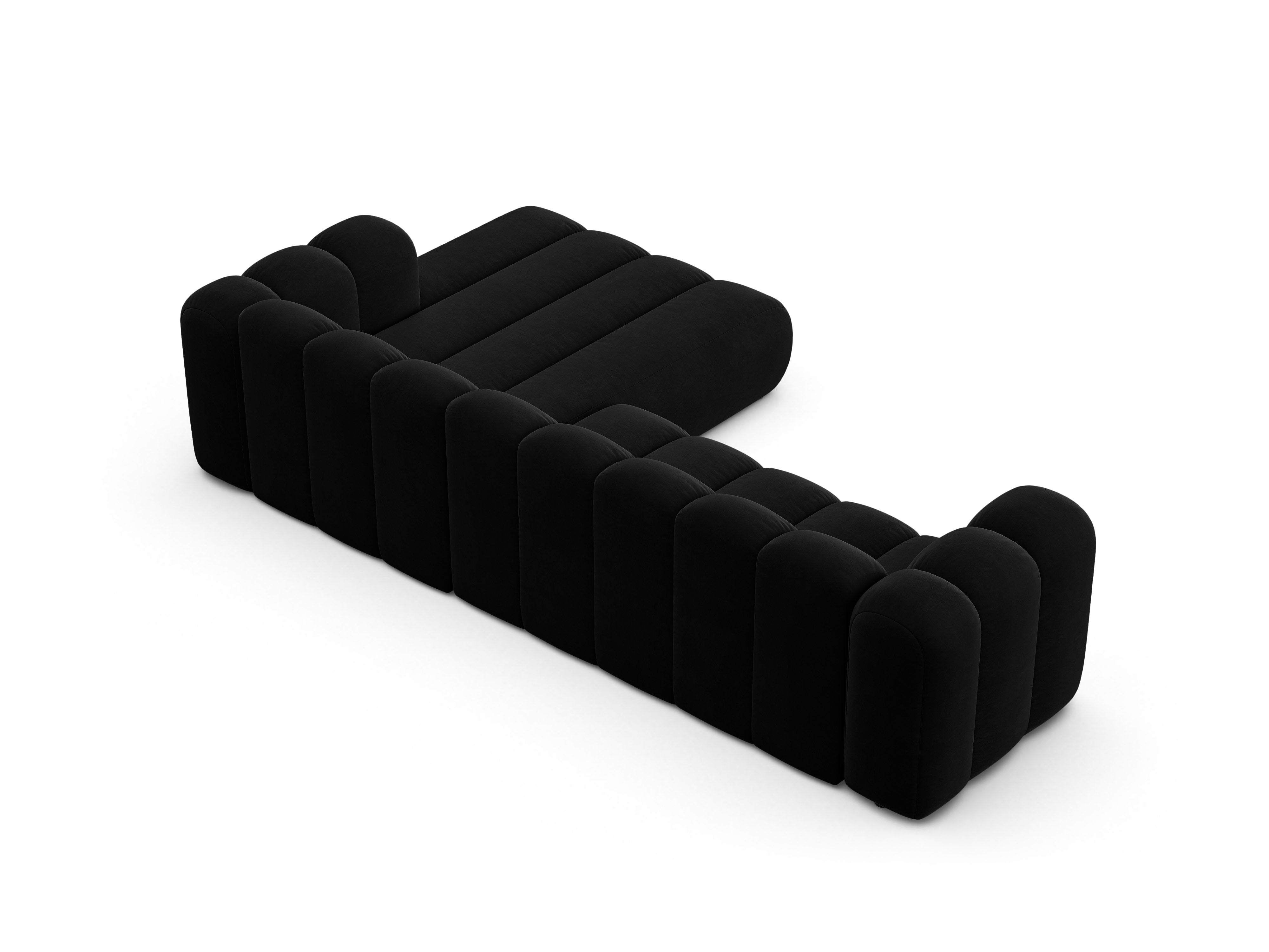 Velvet corner sofa for 4 people right-sided LUPINE black