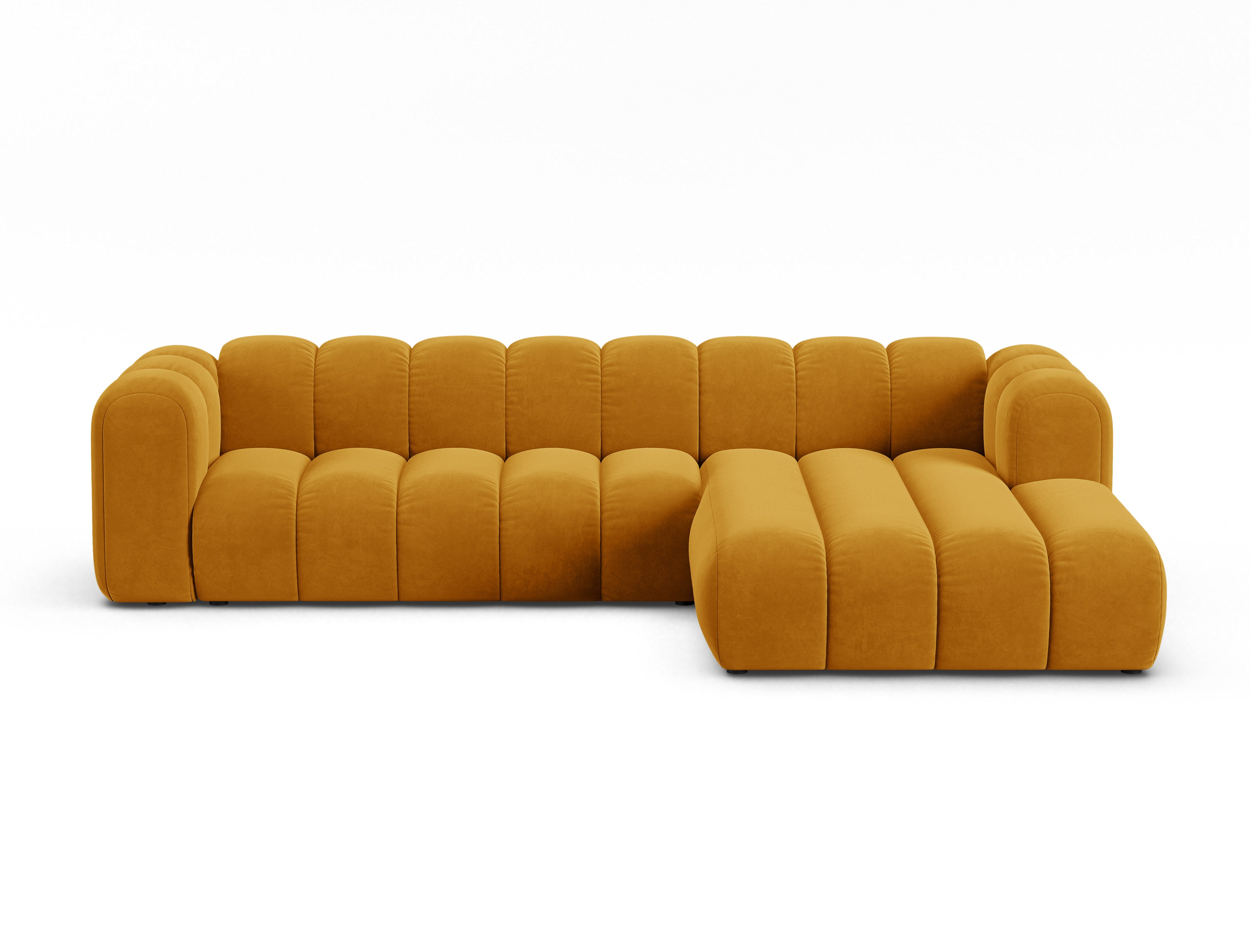 Velvet corner sofa for 4 people right-sided LUPINE mustard