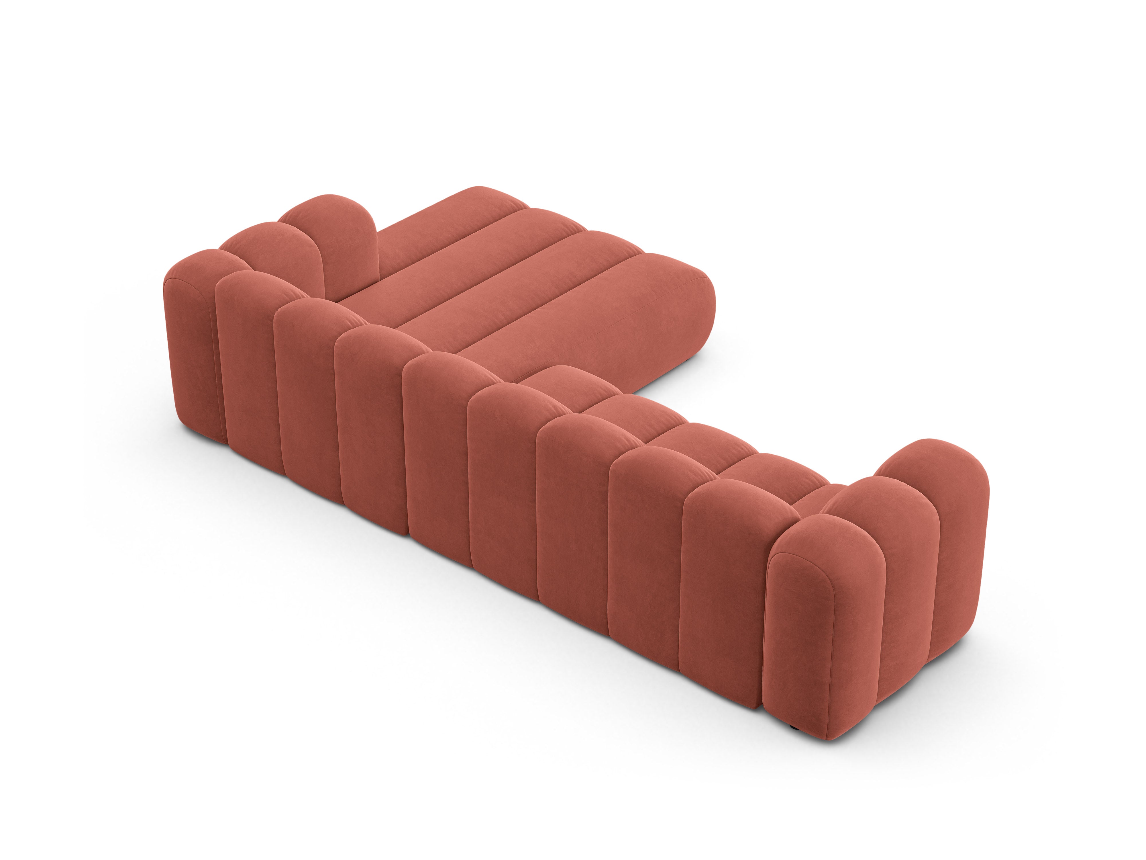 Coral right-facing velvet corner sofa for 4 people LUPINE