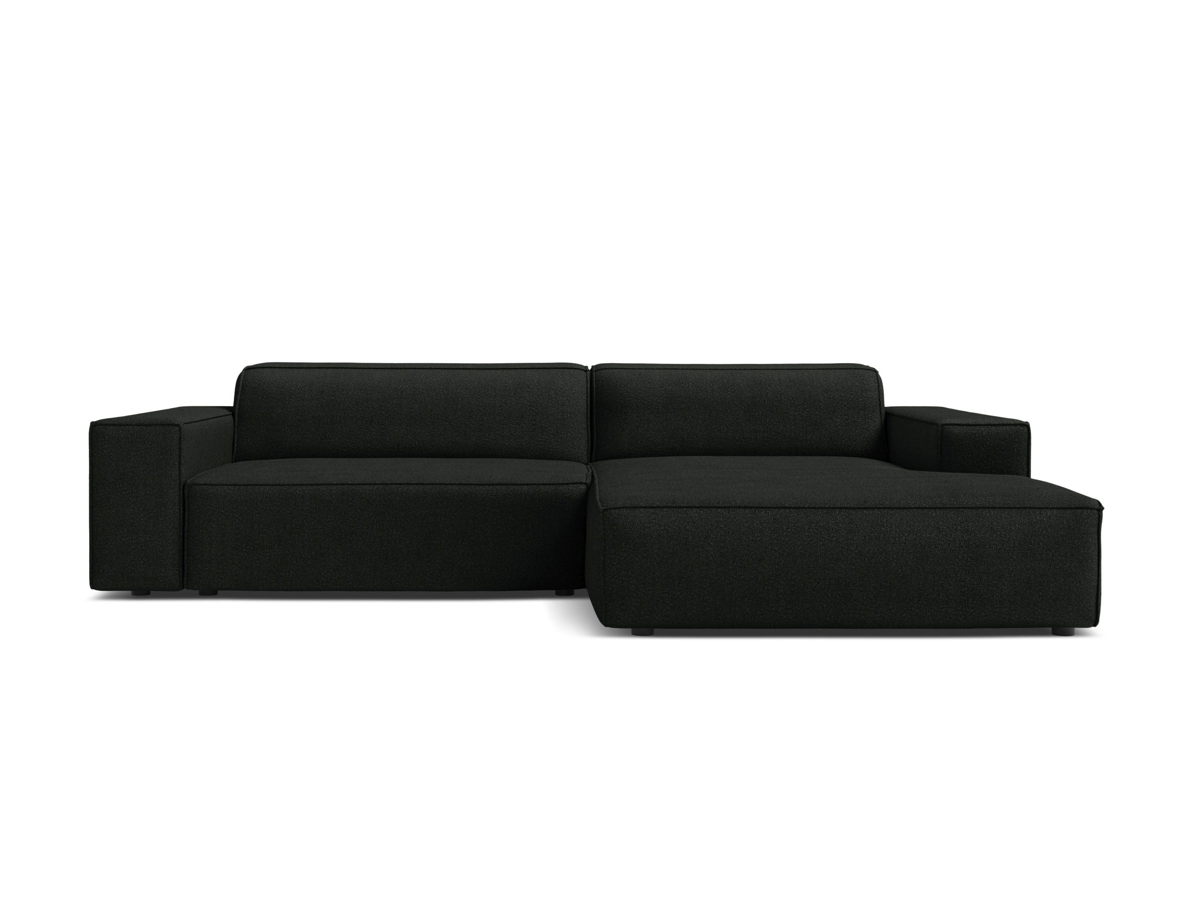 Right-facing 3-seater sofa JODIE in black boucle