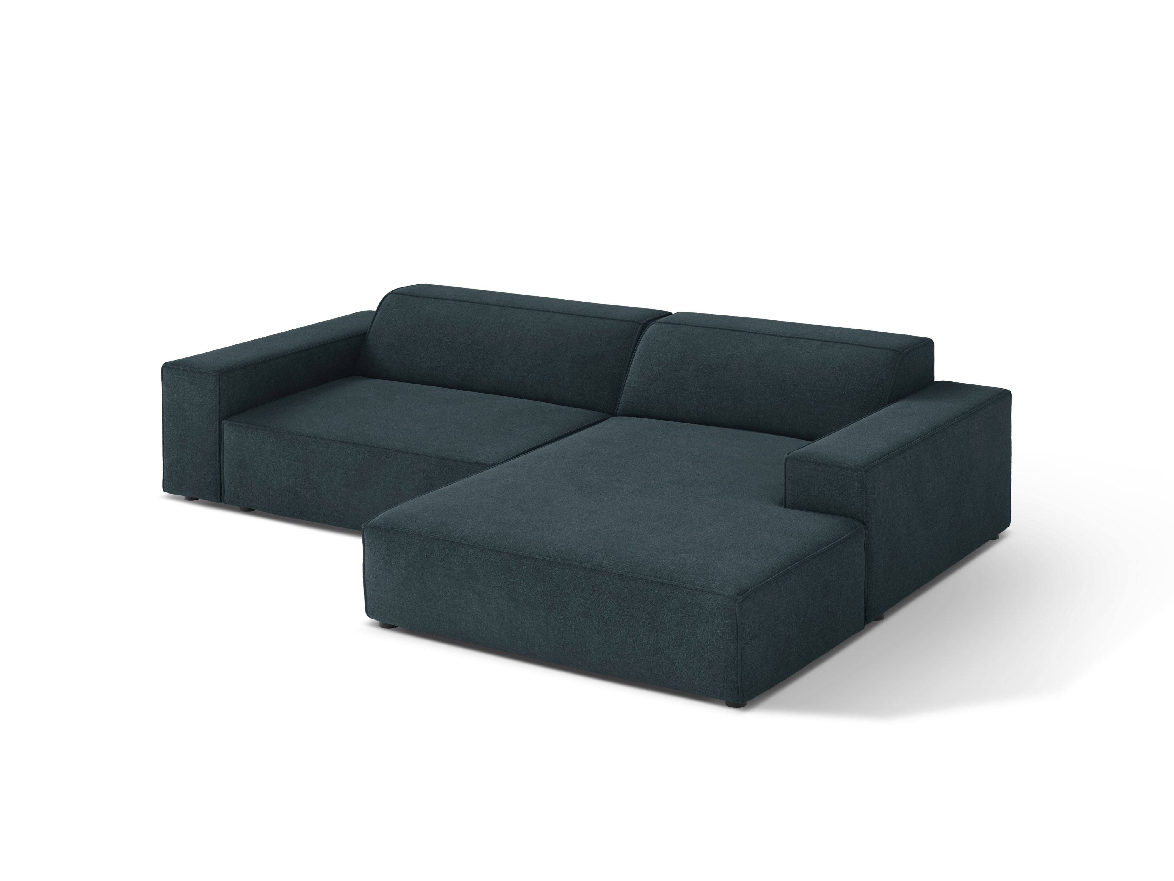 Right-facing 3-seater sofa JODIE in deep petrol tweed
