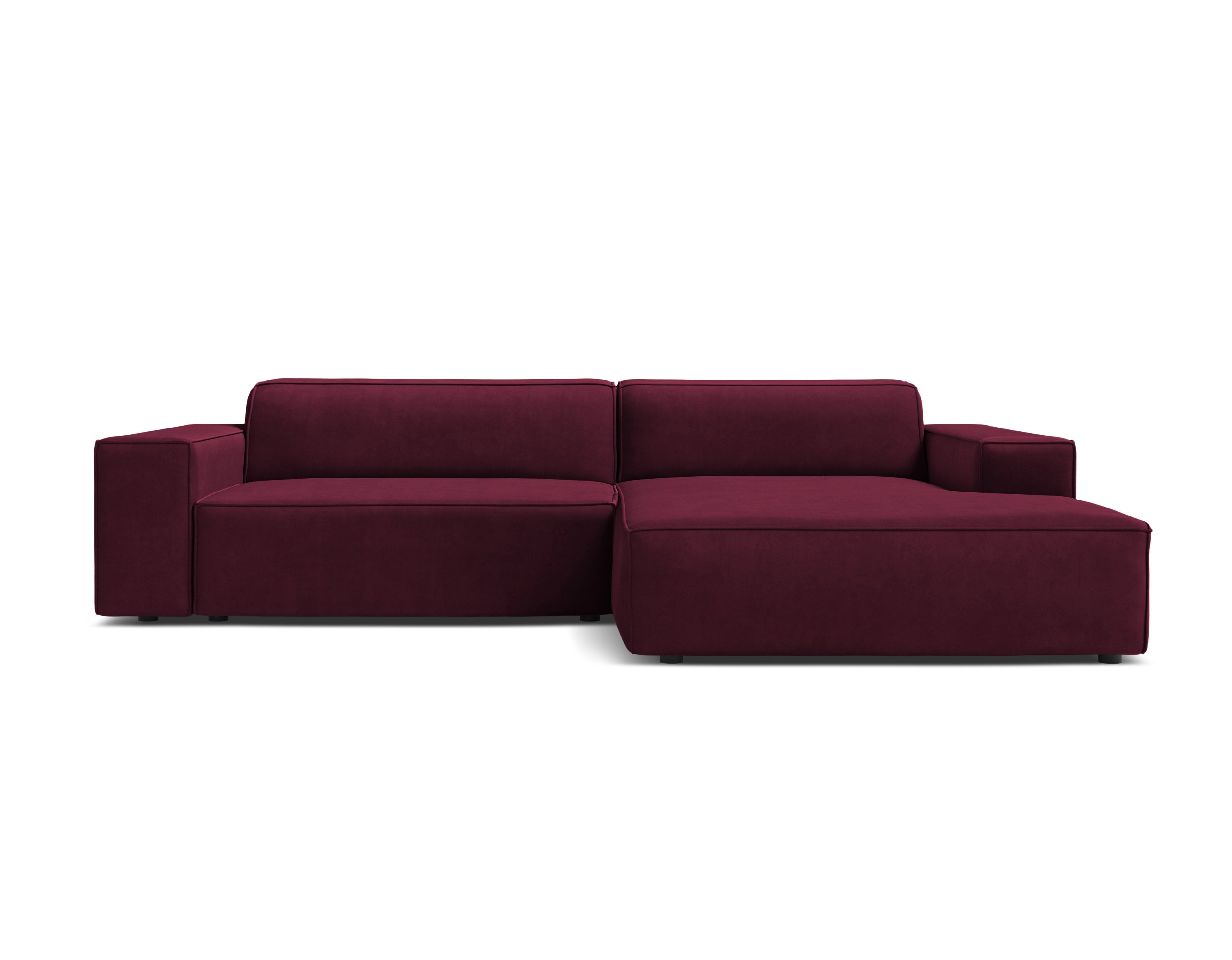 Right-facing 3-seater sofa JODIE in burgundy velvet