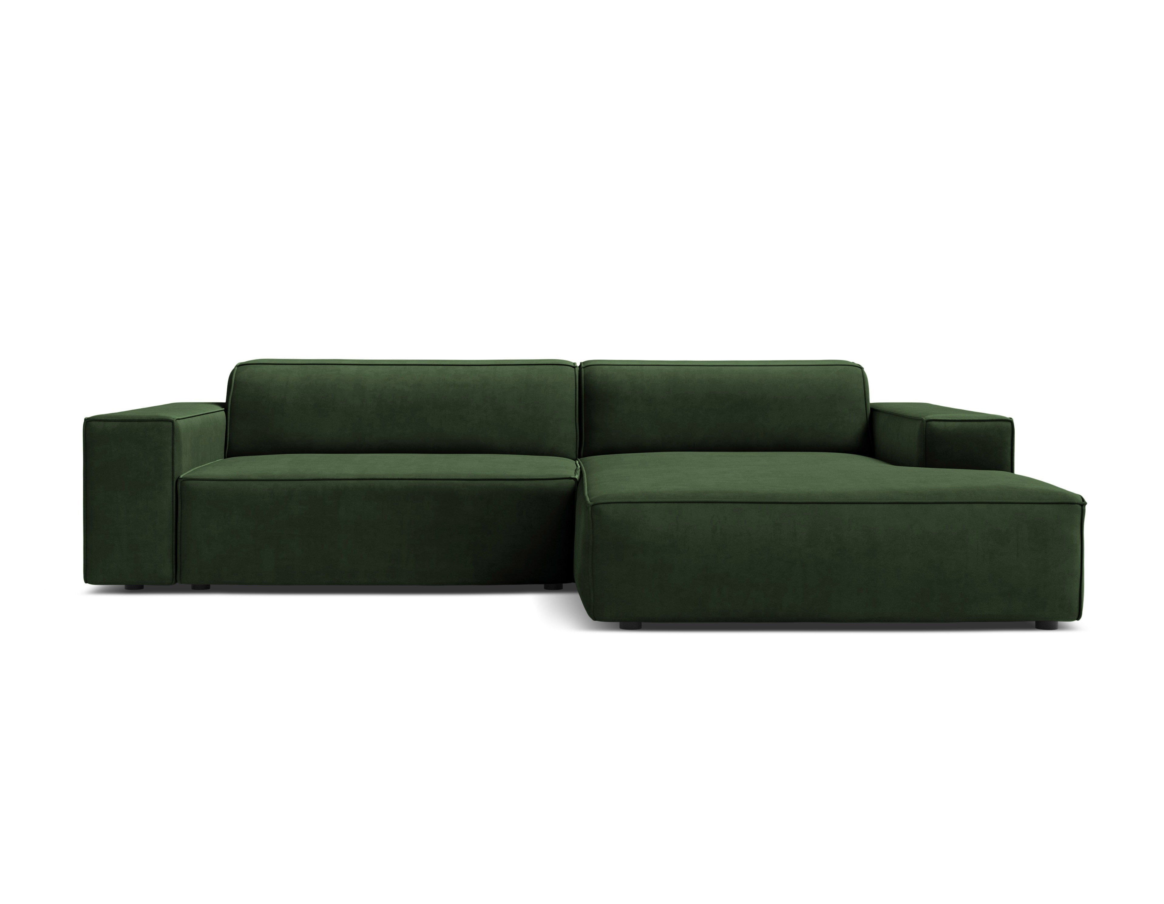 Right-facing 3-seater sofa JODIE in bottle green velvet