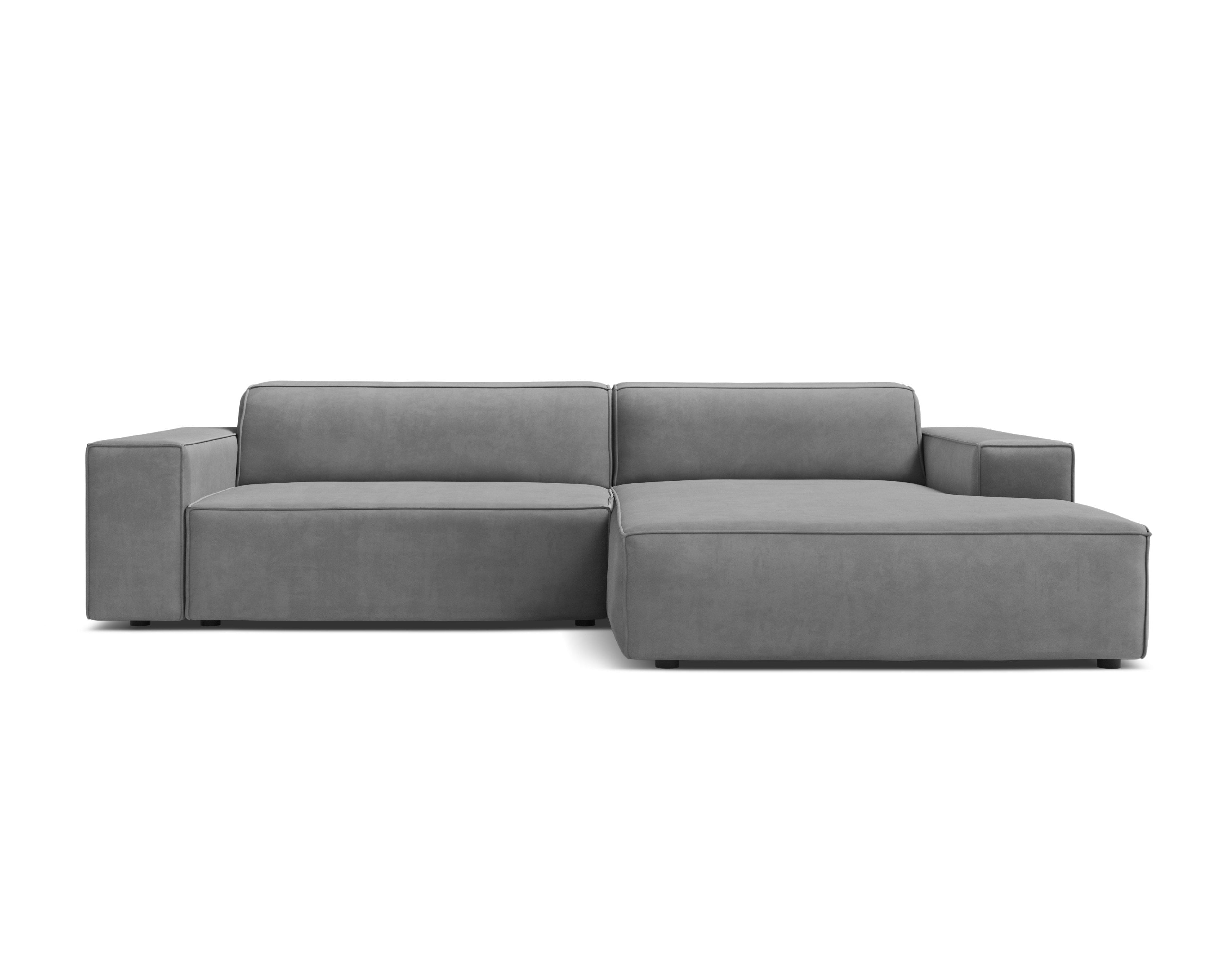 Right-facing 3-seater sofa JODIE in gray velvet