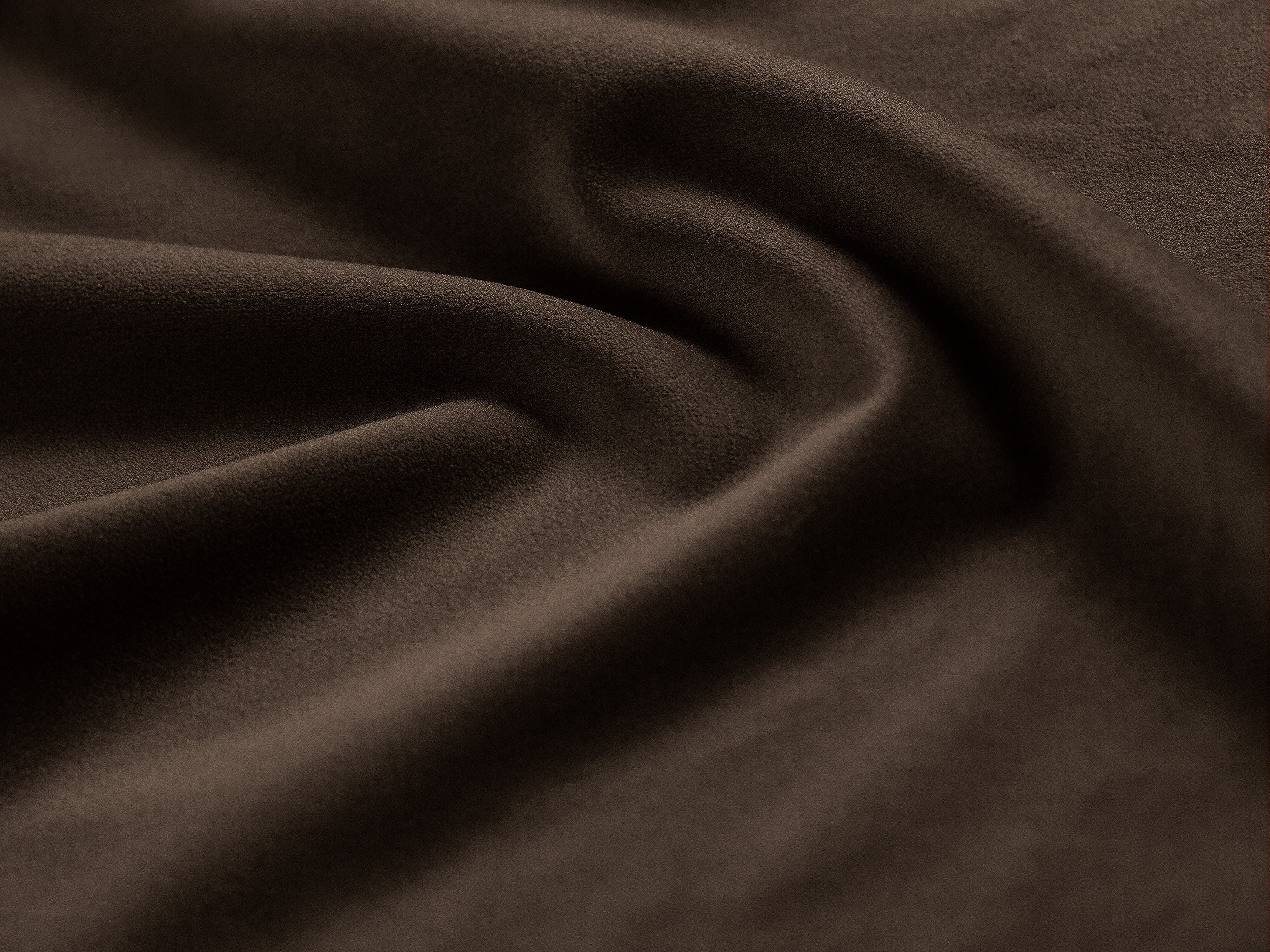 Right-facing velvet corner sofa for three people, JODIE in chocolate.