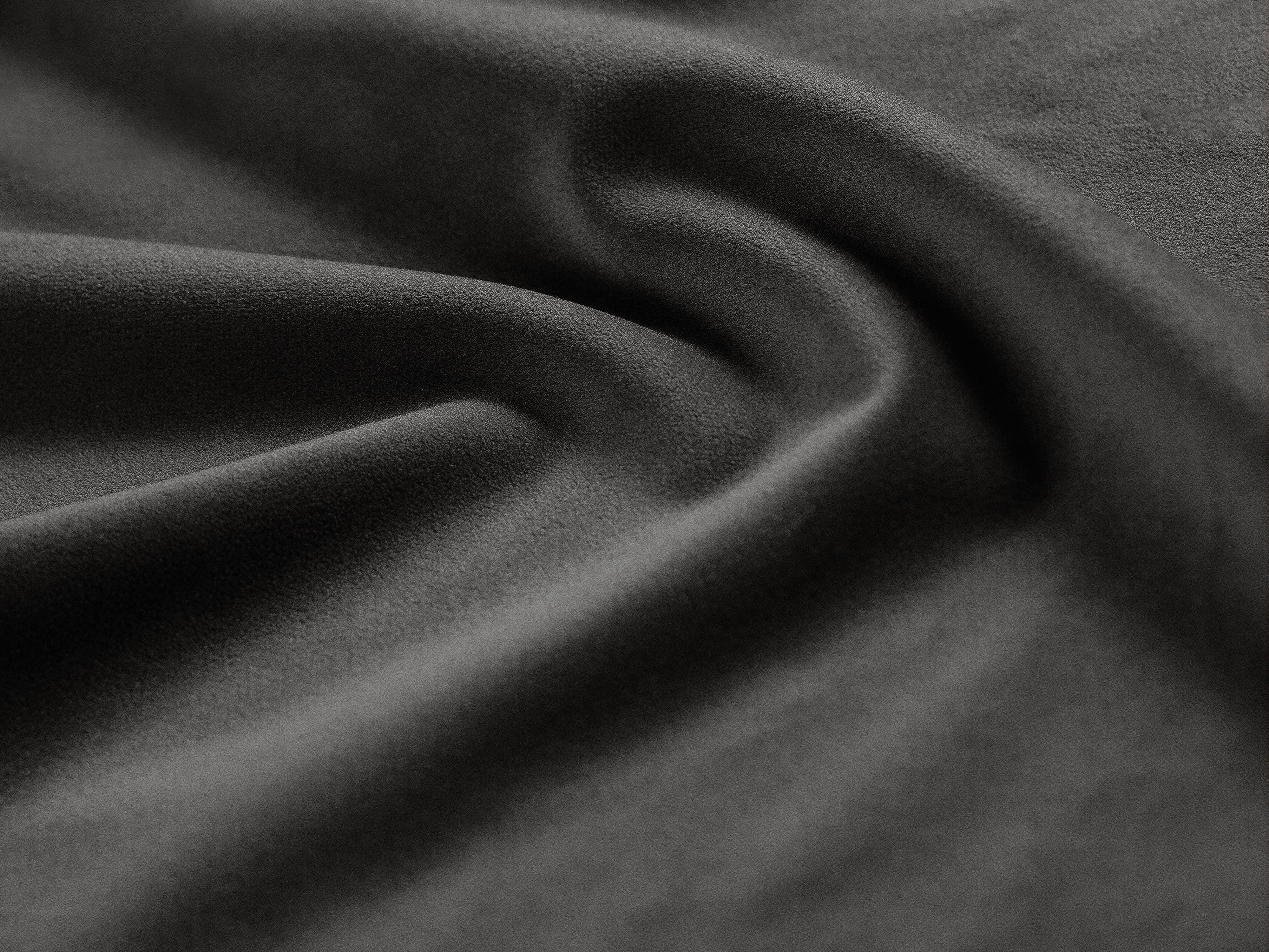Right-facing velvet corner sofa for three people, JODIE in dark gray.