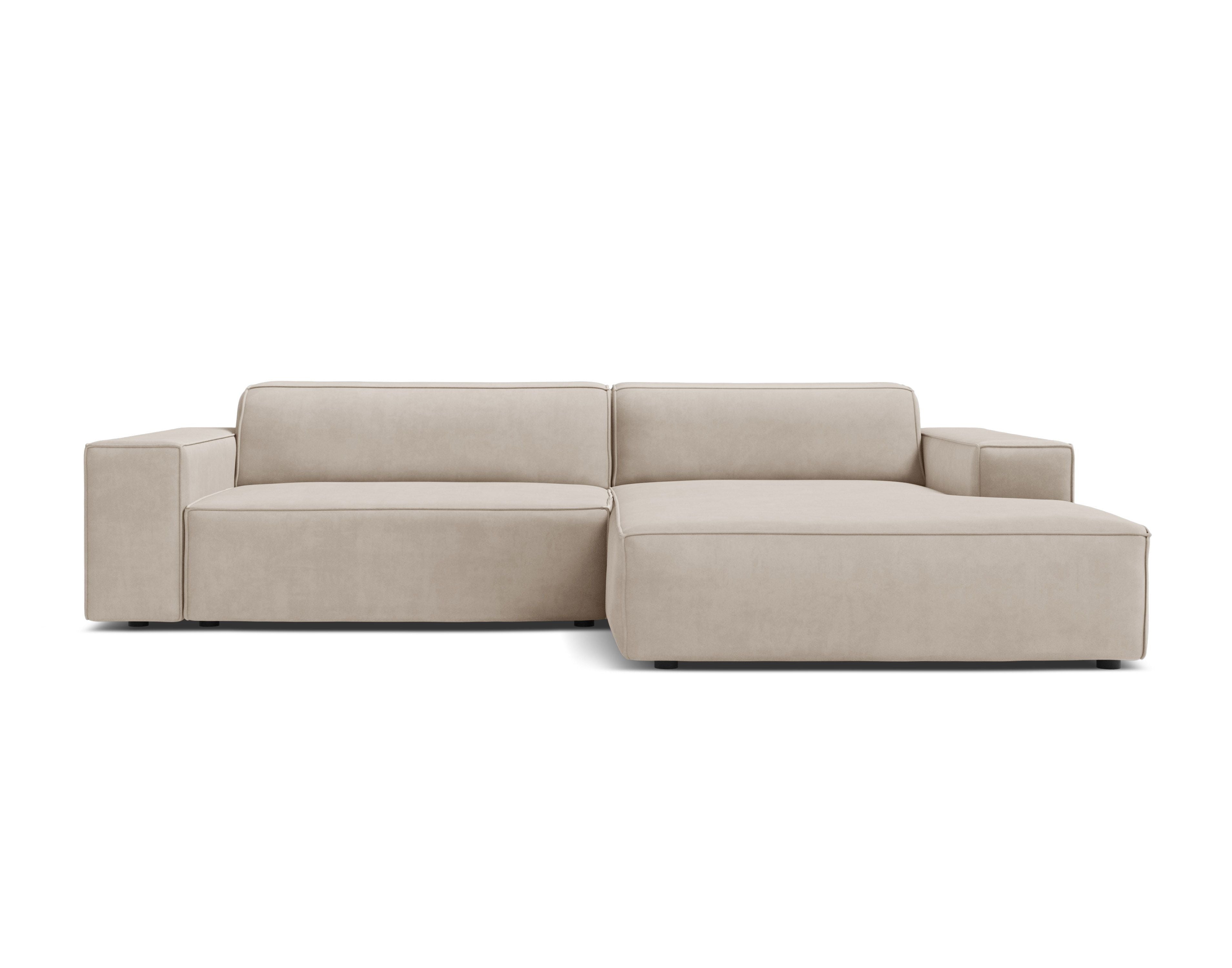 Beige Right-Hand Velvet Sofa JODIE for Three People