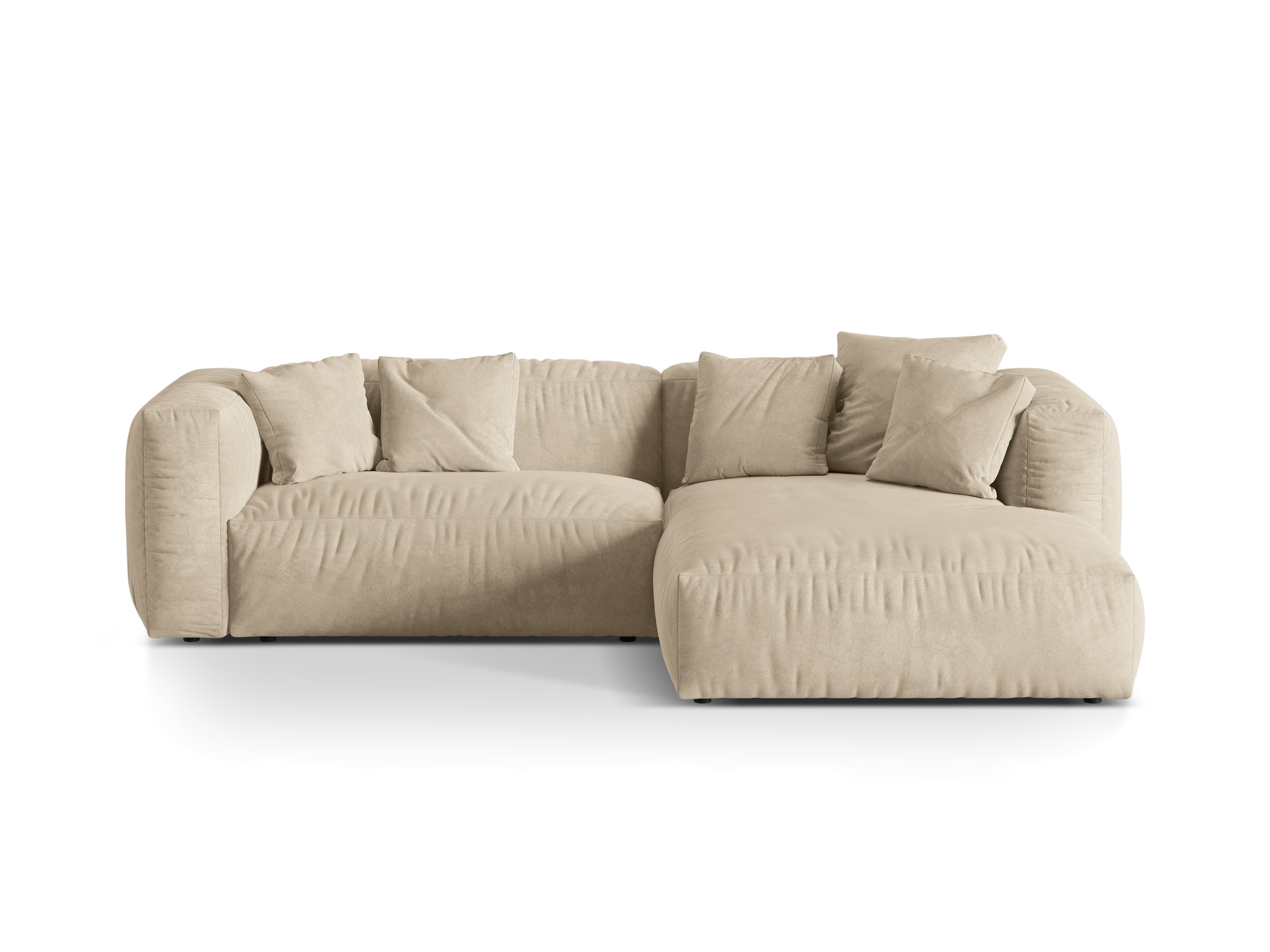 Right-sided 2-person velvet corner Martin light beige