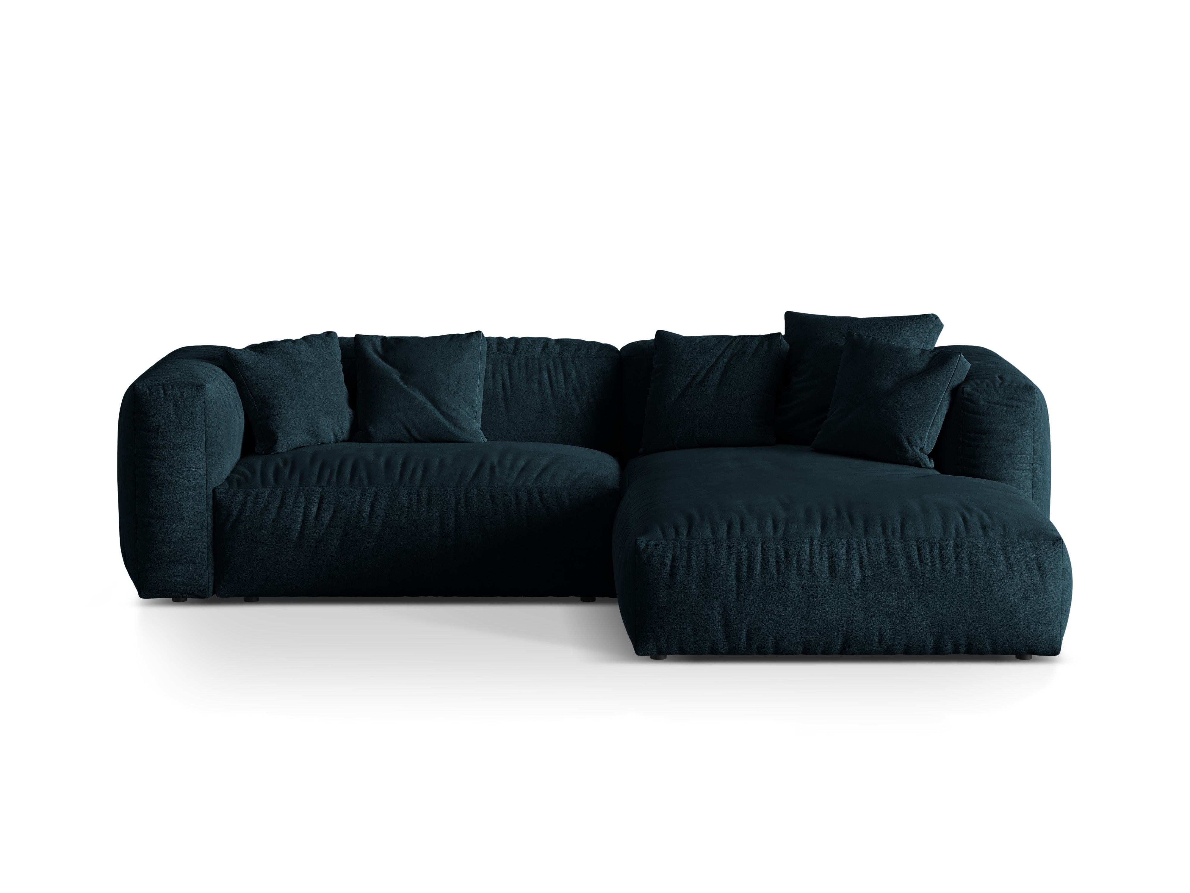 Right-hand velvet corner 2-person Martin navy blue Petrol
