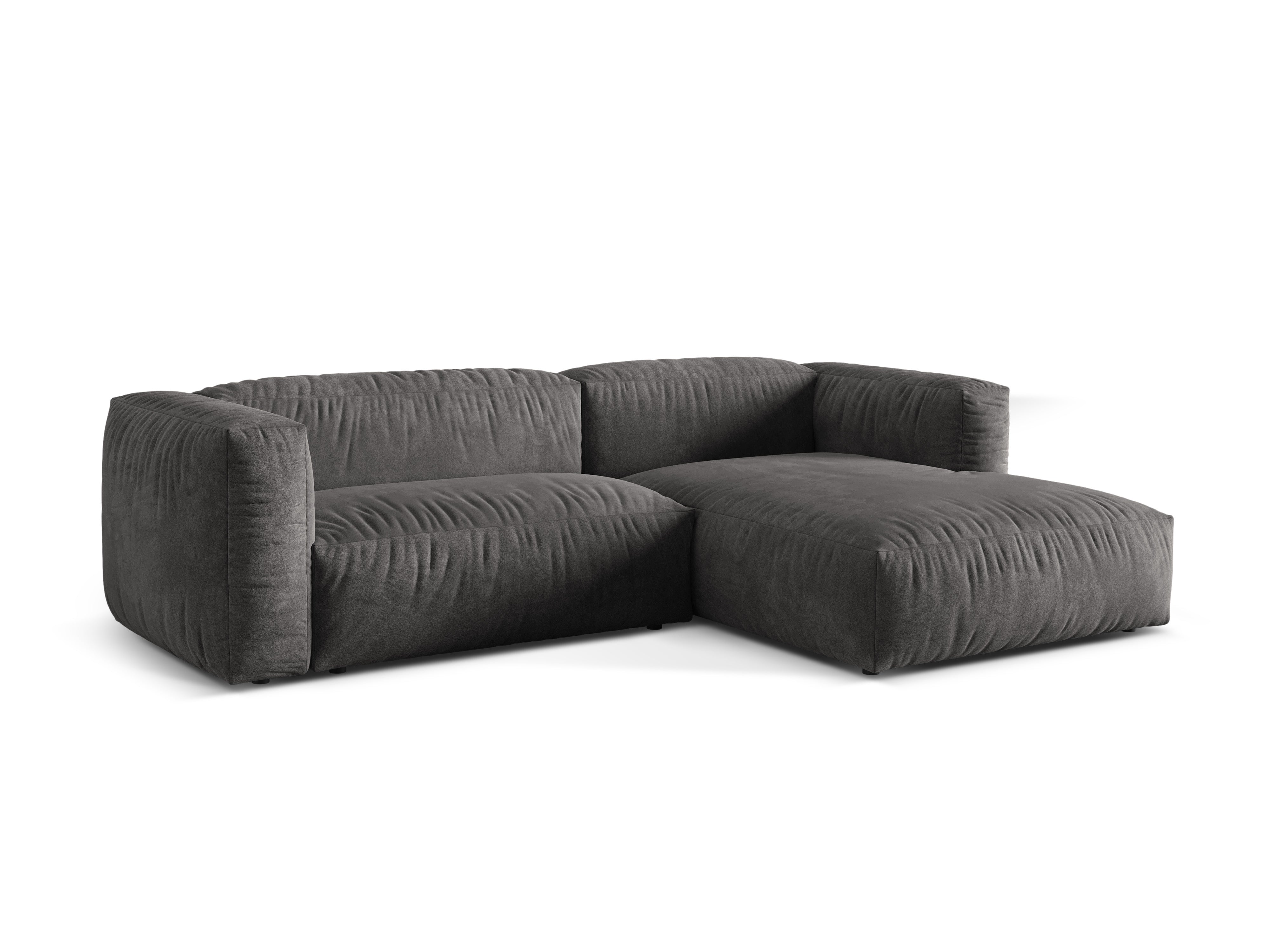Right-sided 2-person velvet corner Martin Gray