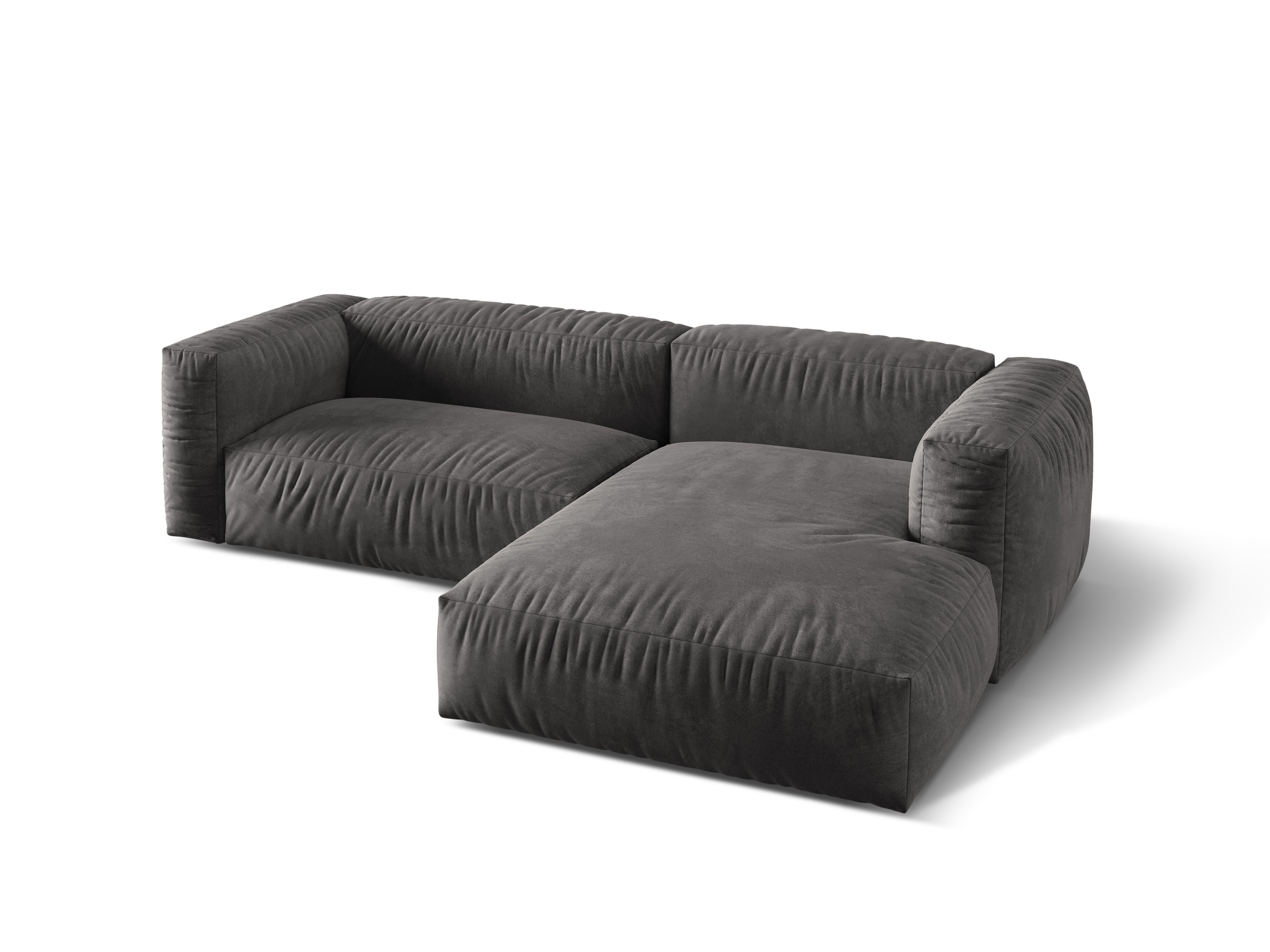 Right-sided 2-person velvet corner Martin Gray