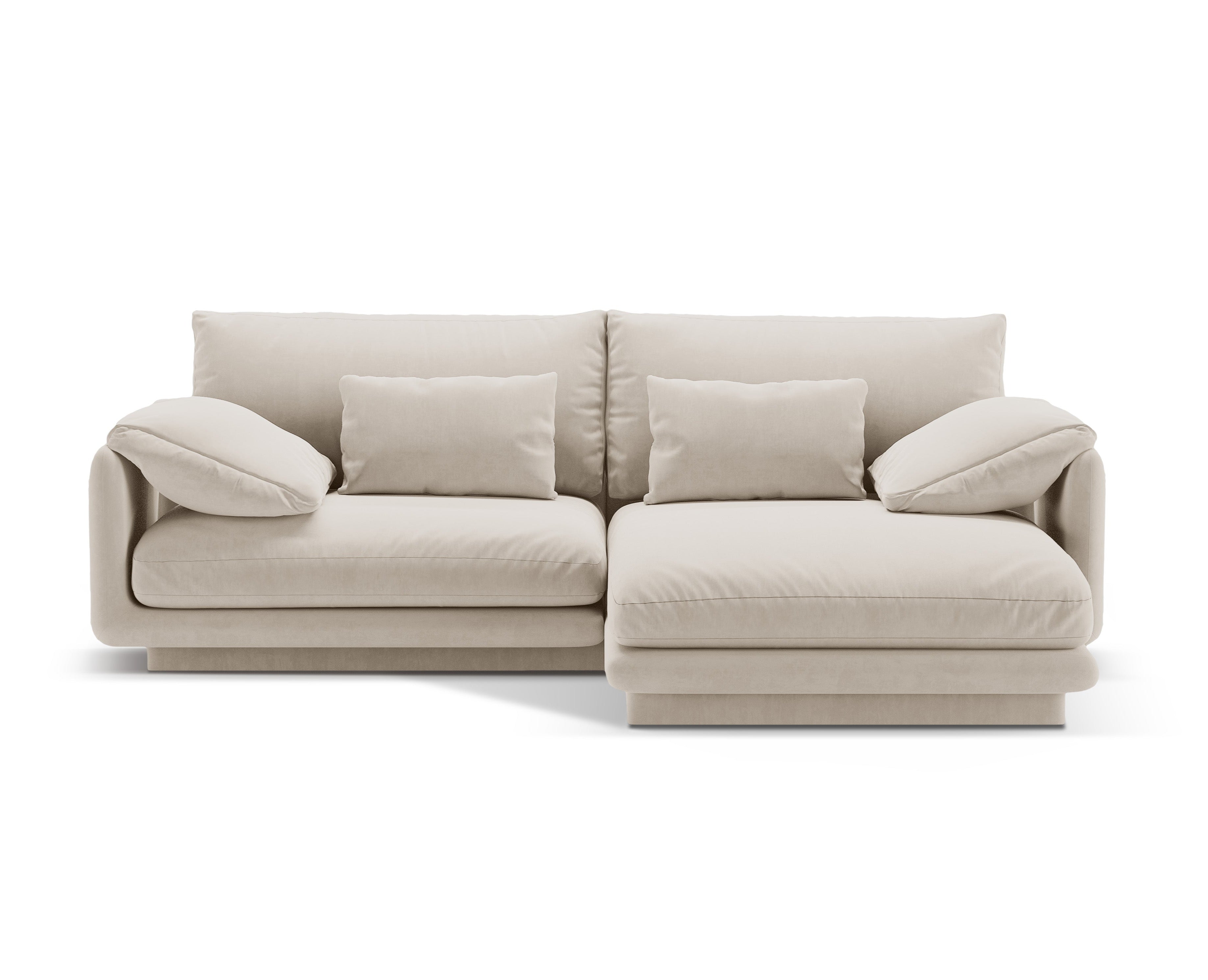 Turino Ecru Velvet Velvet 3-Personen rechtsseitig