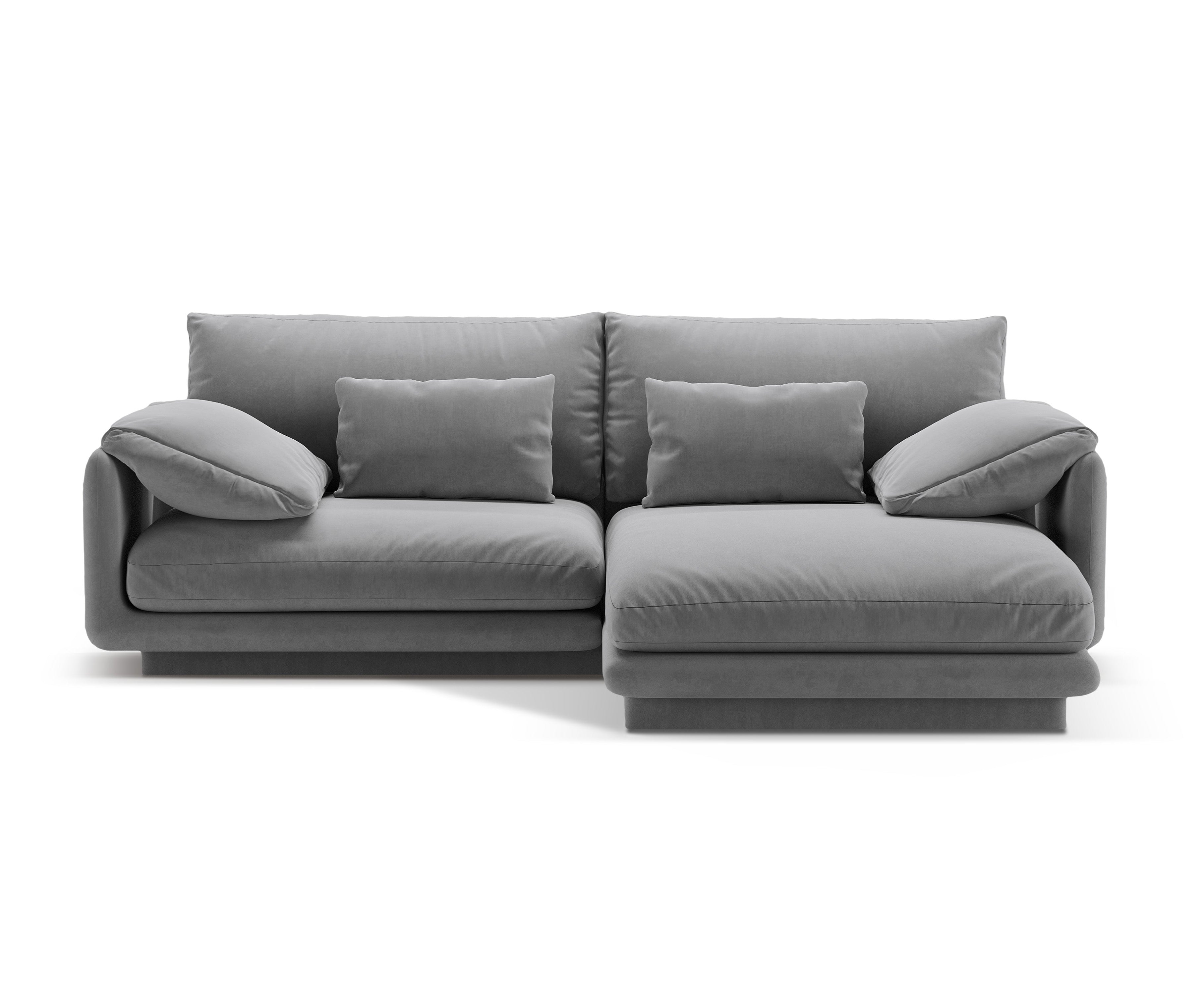 Velvet corner 3-person right-sided Torino light gray
