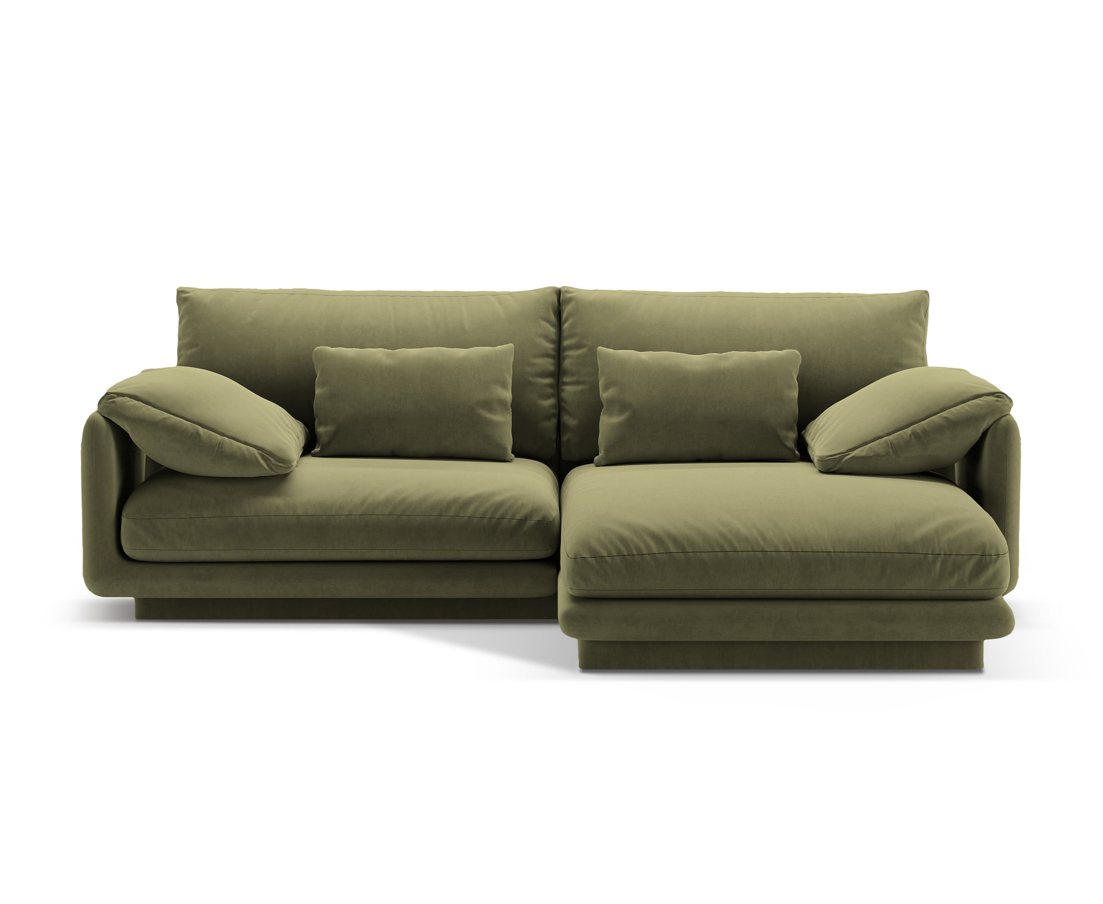 Velvet corner 3-person right-sided Torino light green
